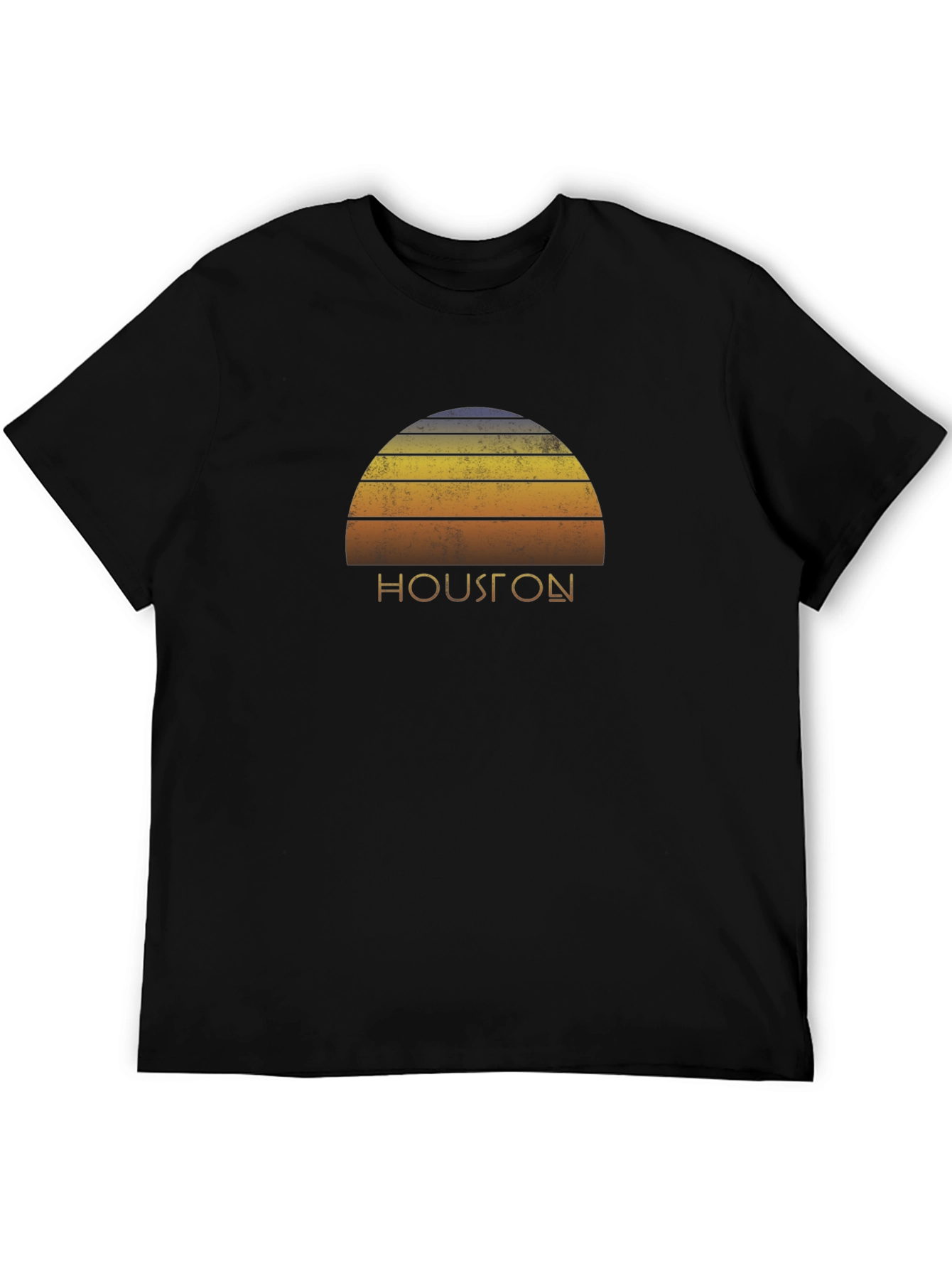 Retro Houston Sunset Graphic T-Shirt - Black