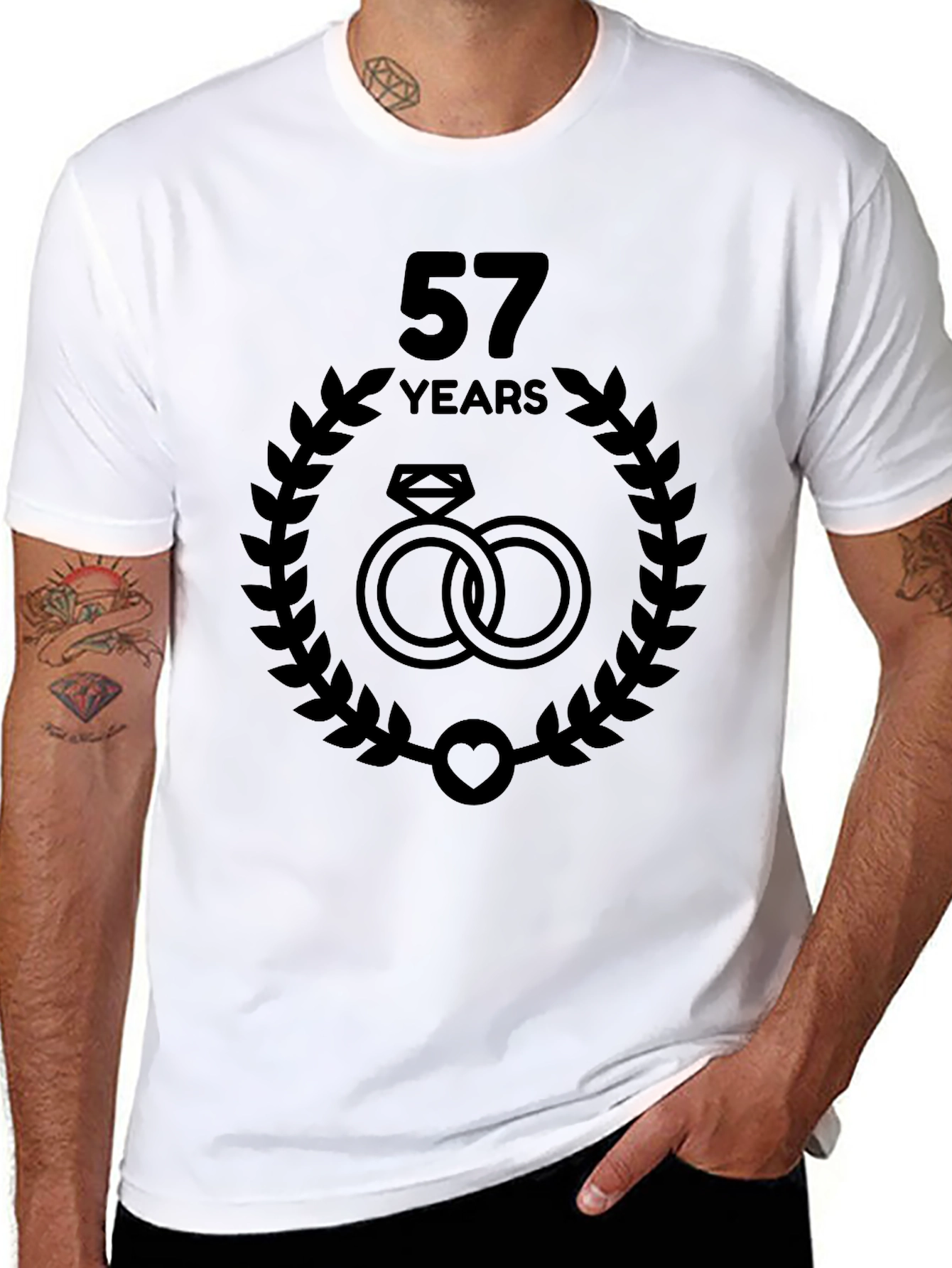 57th Anniversary T-Shirt - Love Rings Graphic Tee