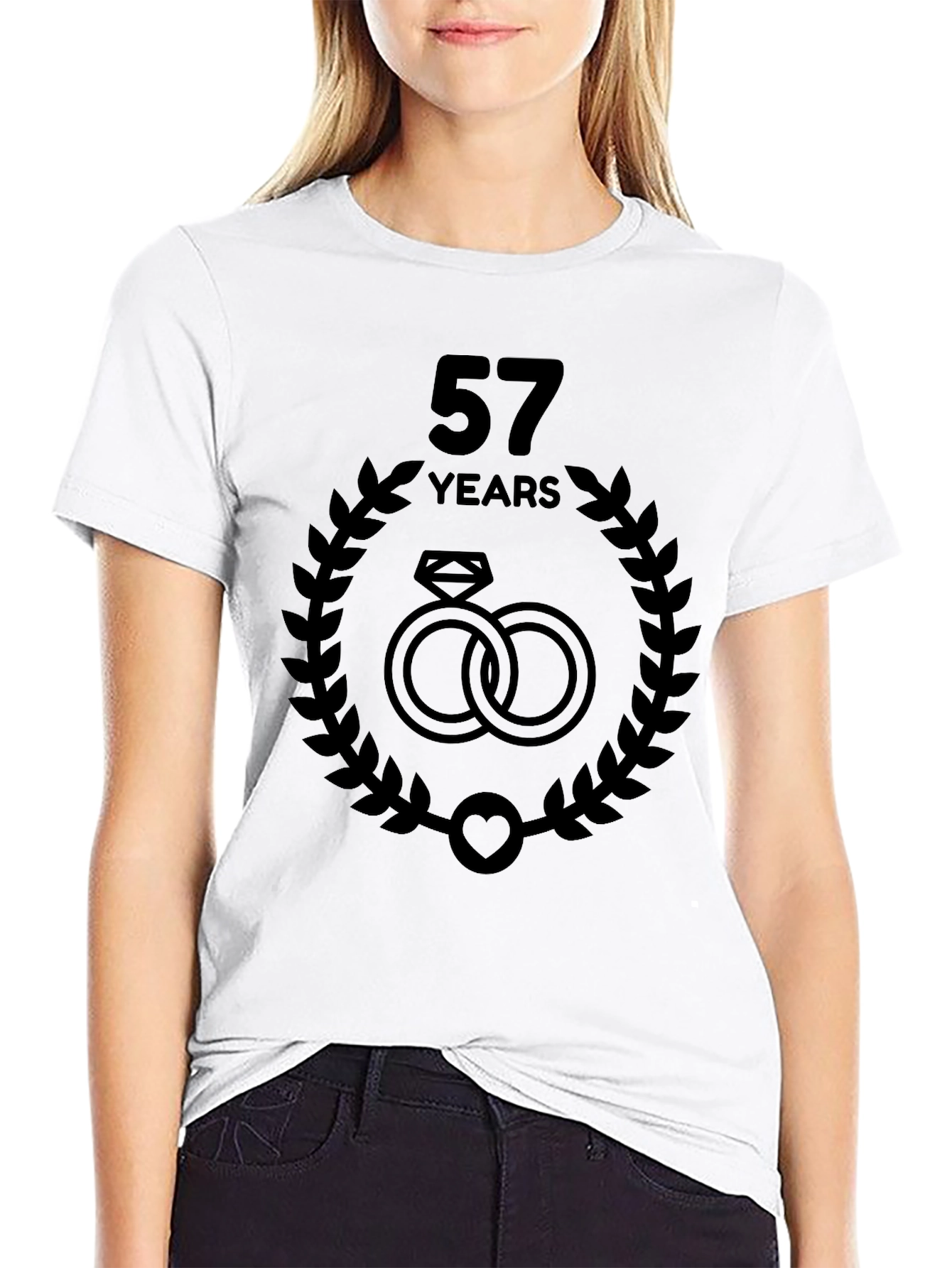 57th Anniversary T-Shirt - Love Rings Graphic Tee