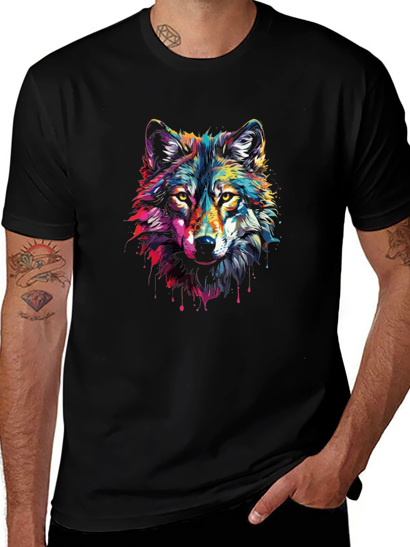 Vivid Wolf Graphic T-Shirt - Stylish Mens Tee
