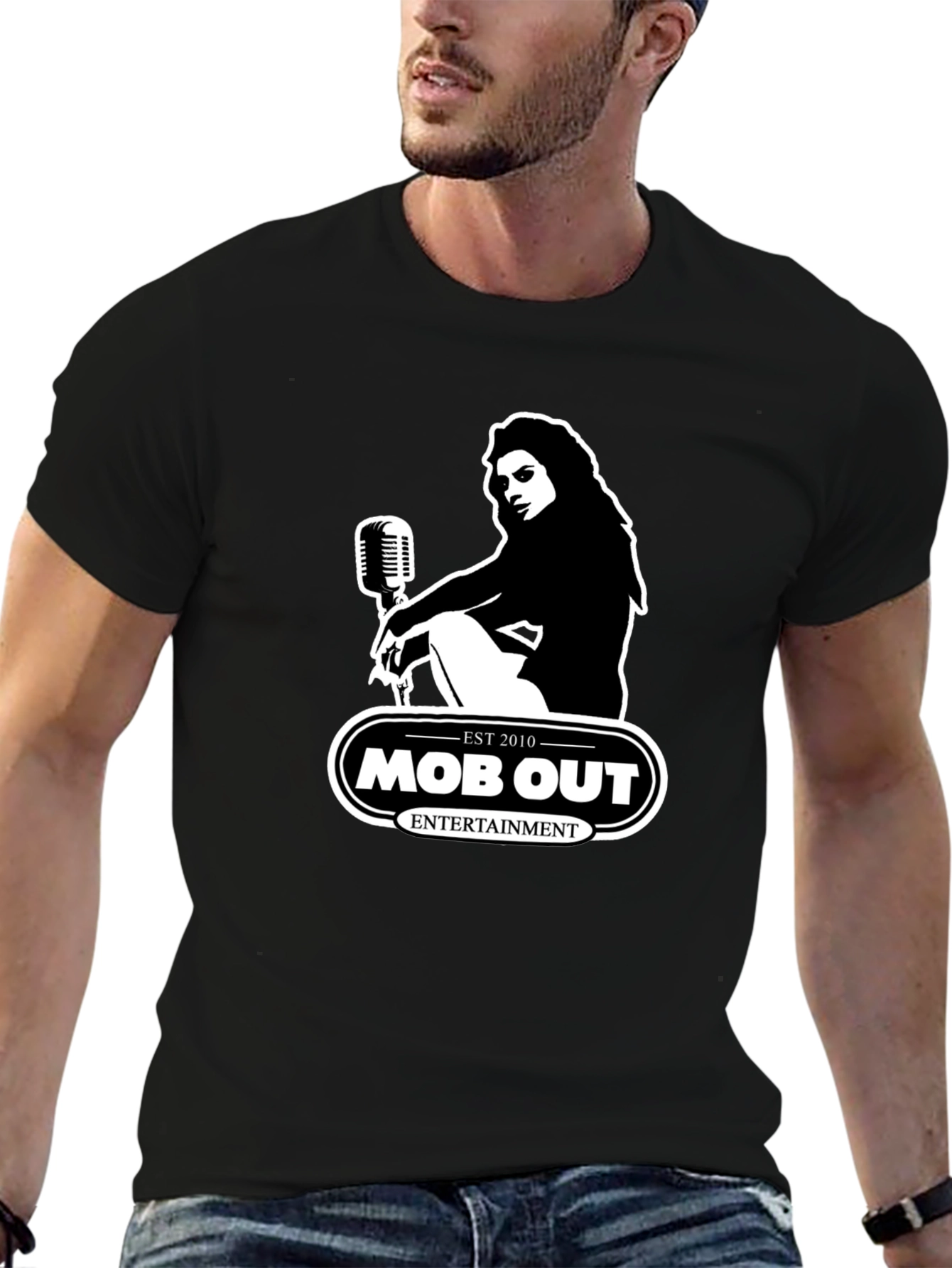 MOB OUT Entertainment Black Graphic T-Shirt