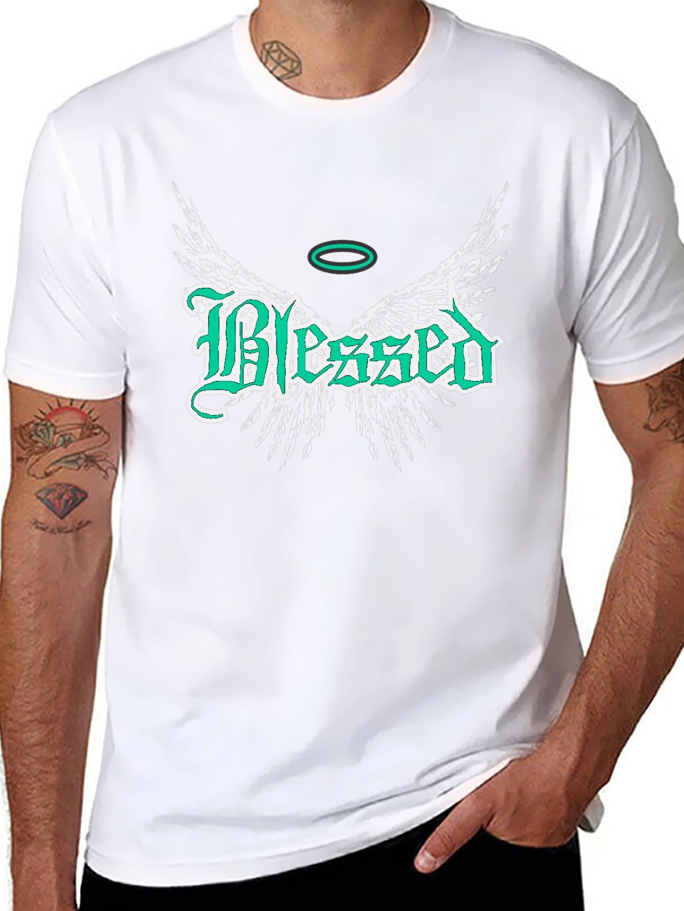 Blessed Wings Graphic Black T-Shirt