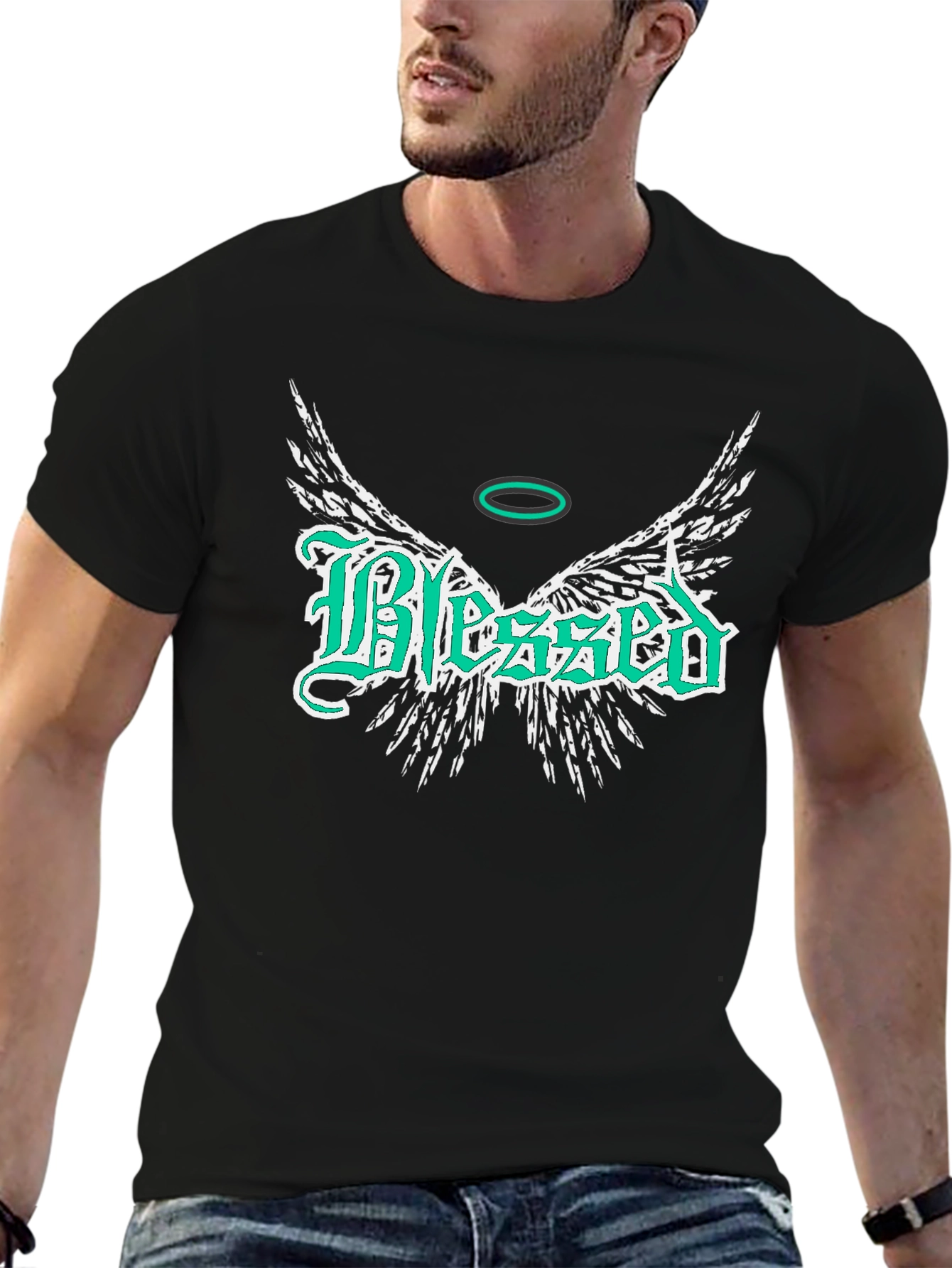 Blessed Wings Graphic Black T-Shirt