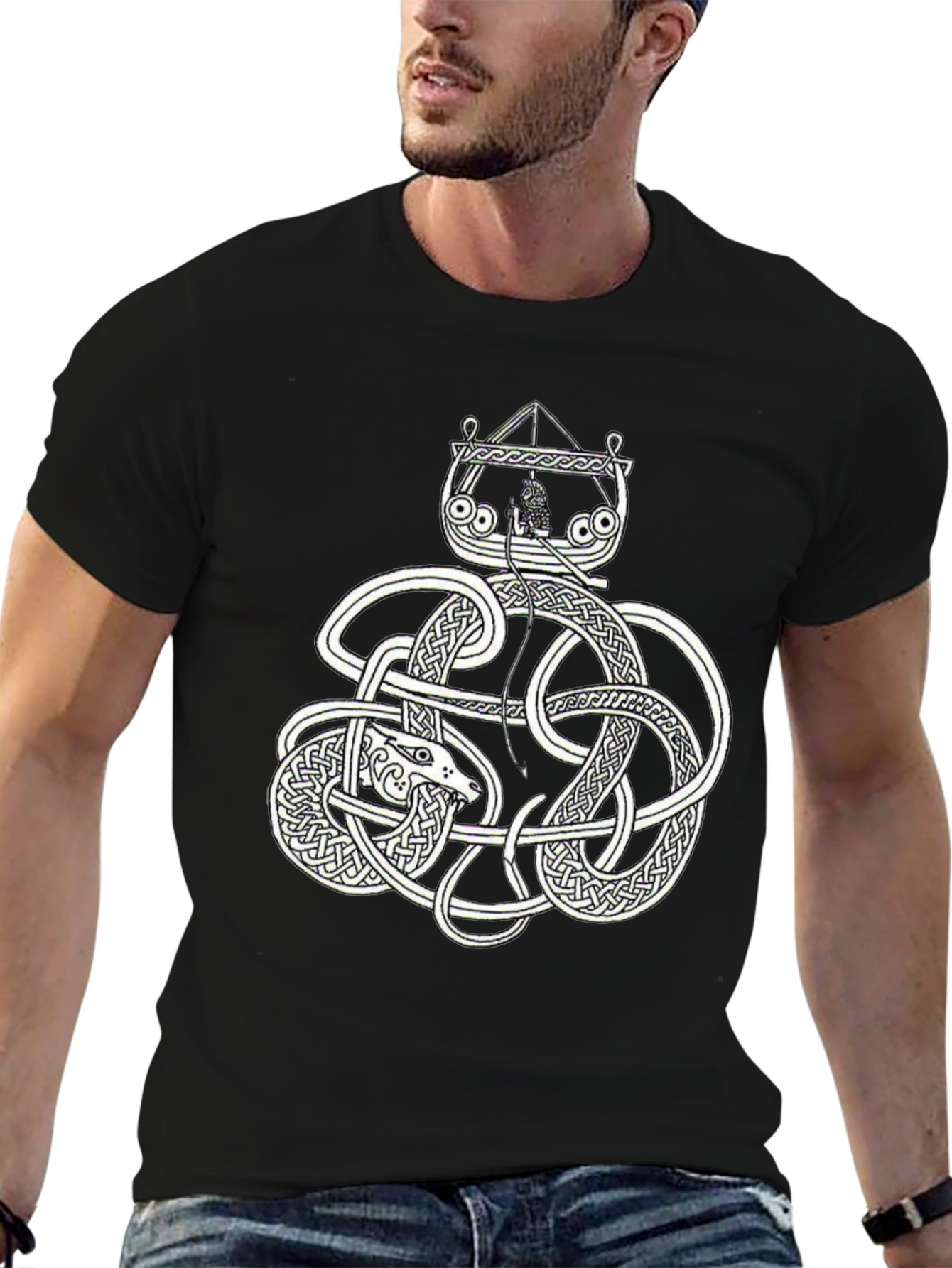 Celtic Knot Serpent Viking Ship Graphic Tee