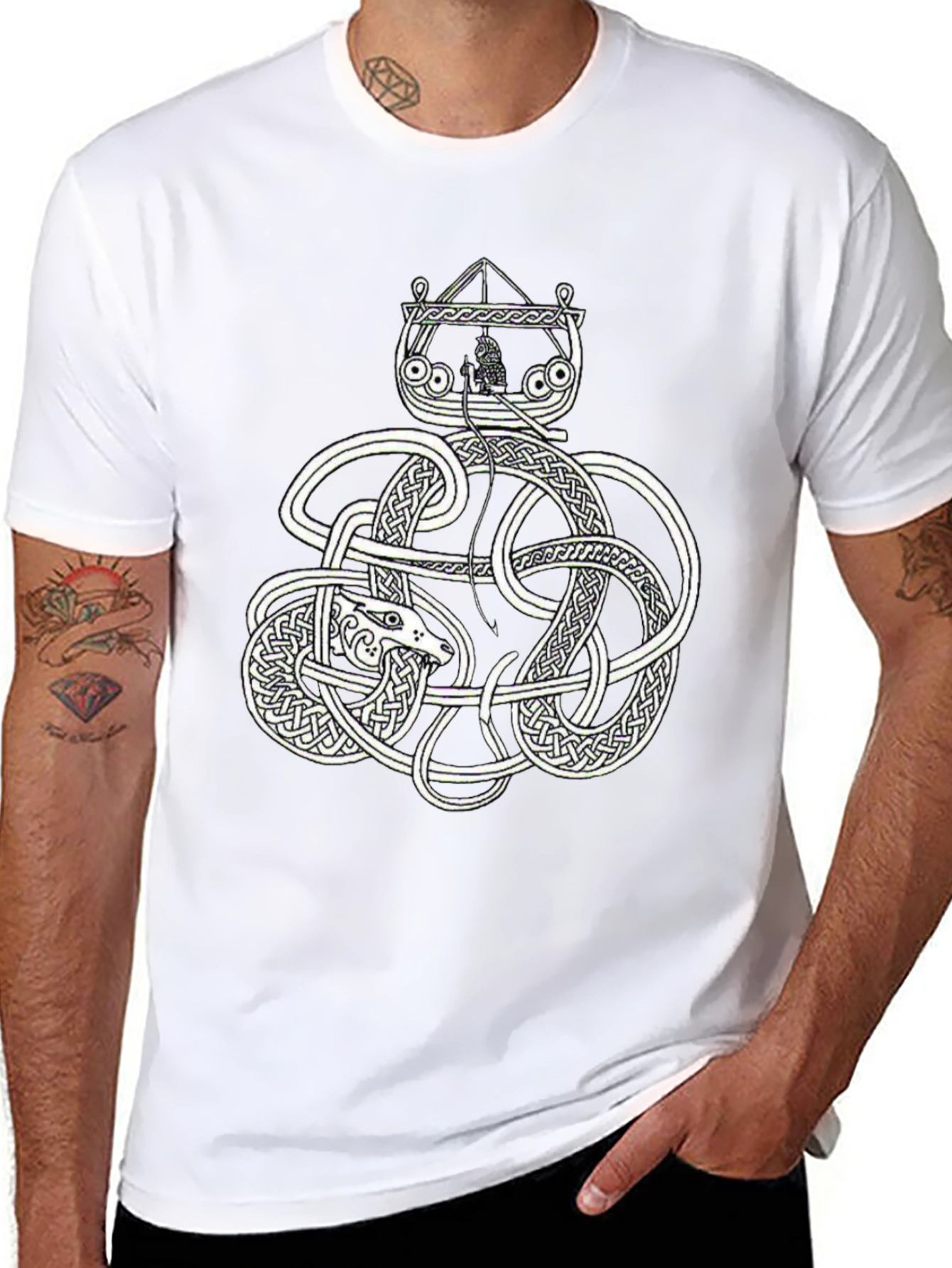 Celtic Knot Serpent Viking Ship Graphic Tee