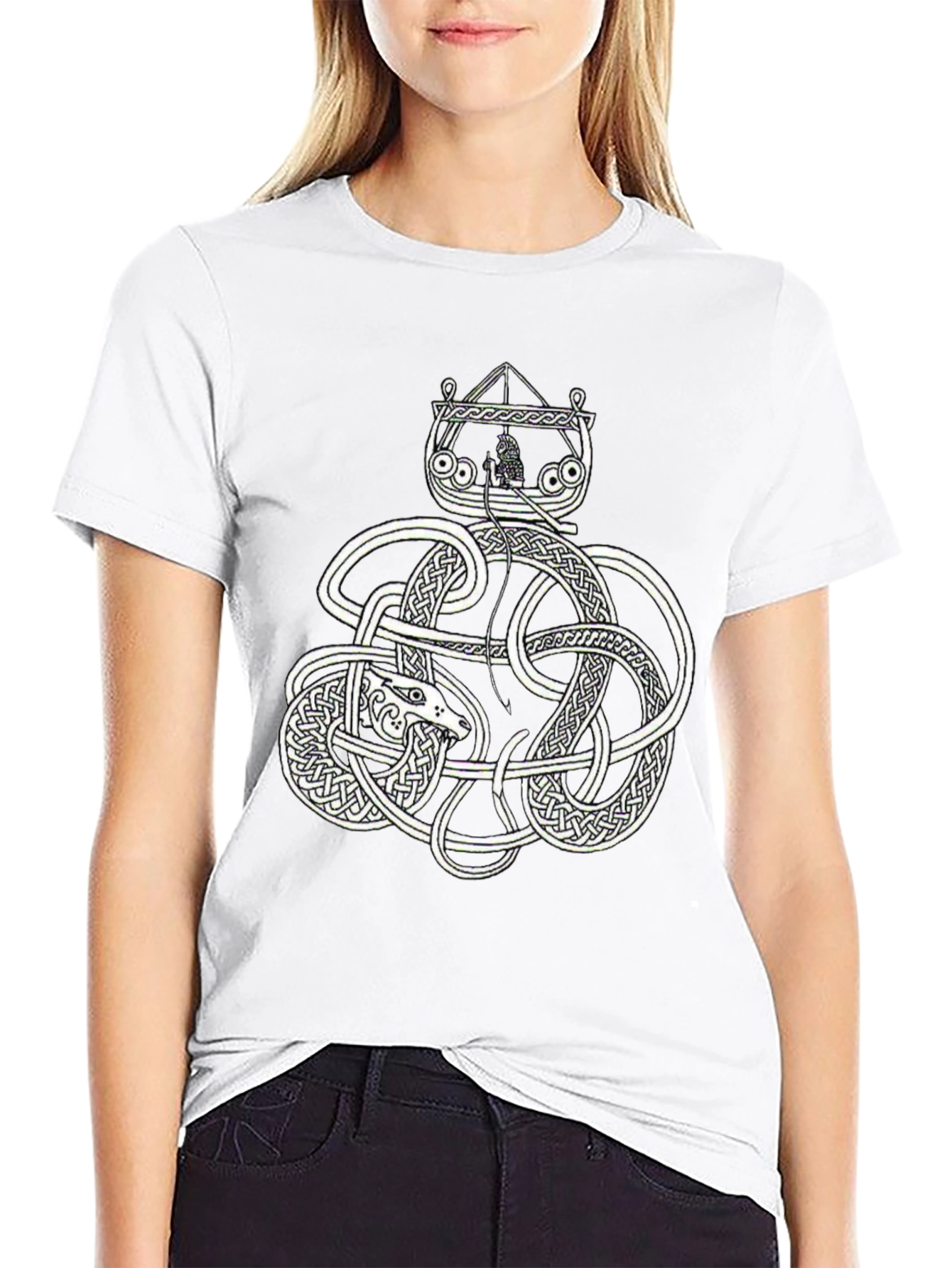 Celtic Knot Serpent Viking Ship Graphic Tee