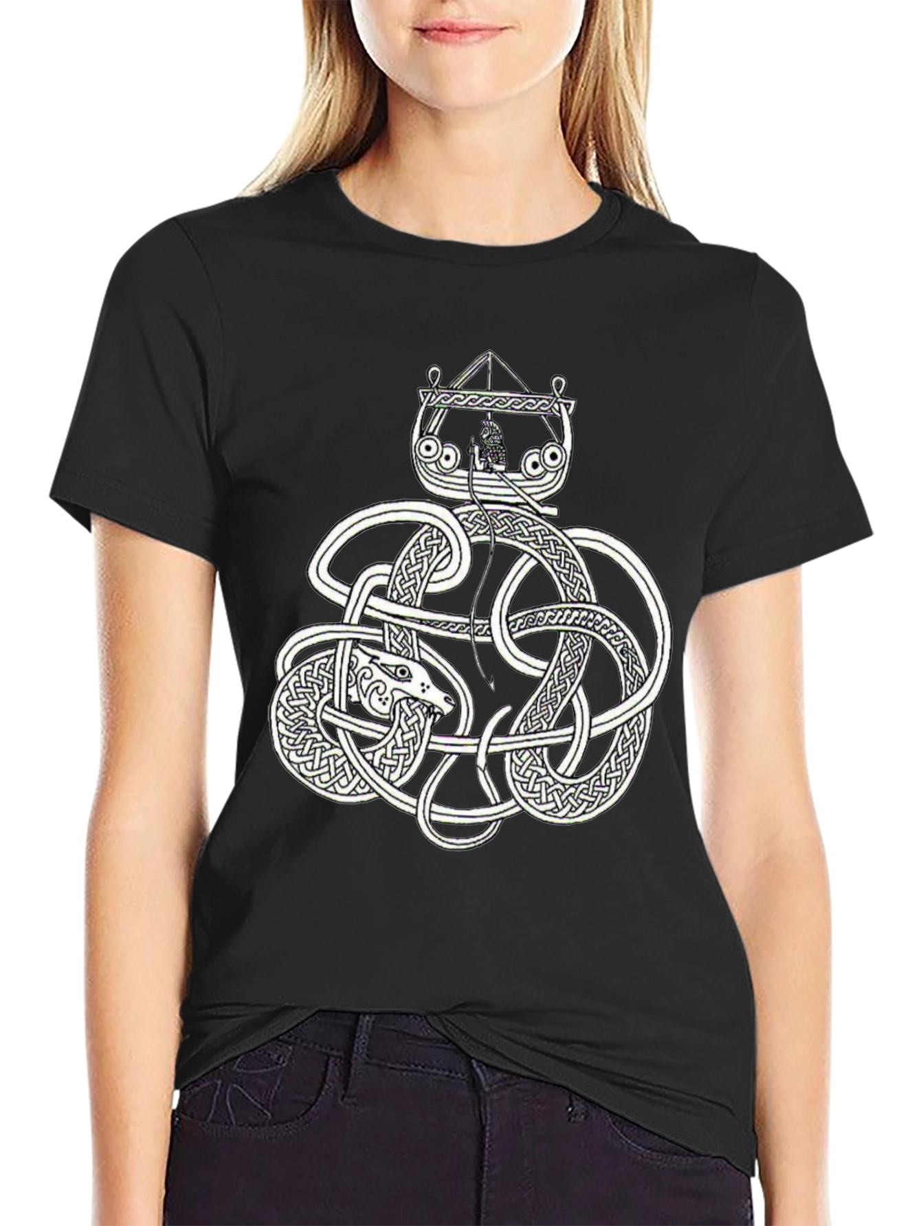 Celtic Knot Serpent Viking Ship Graphic Tee