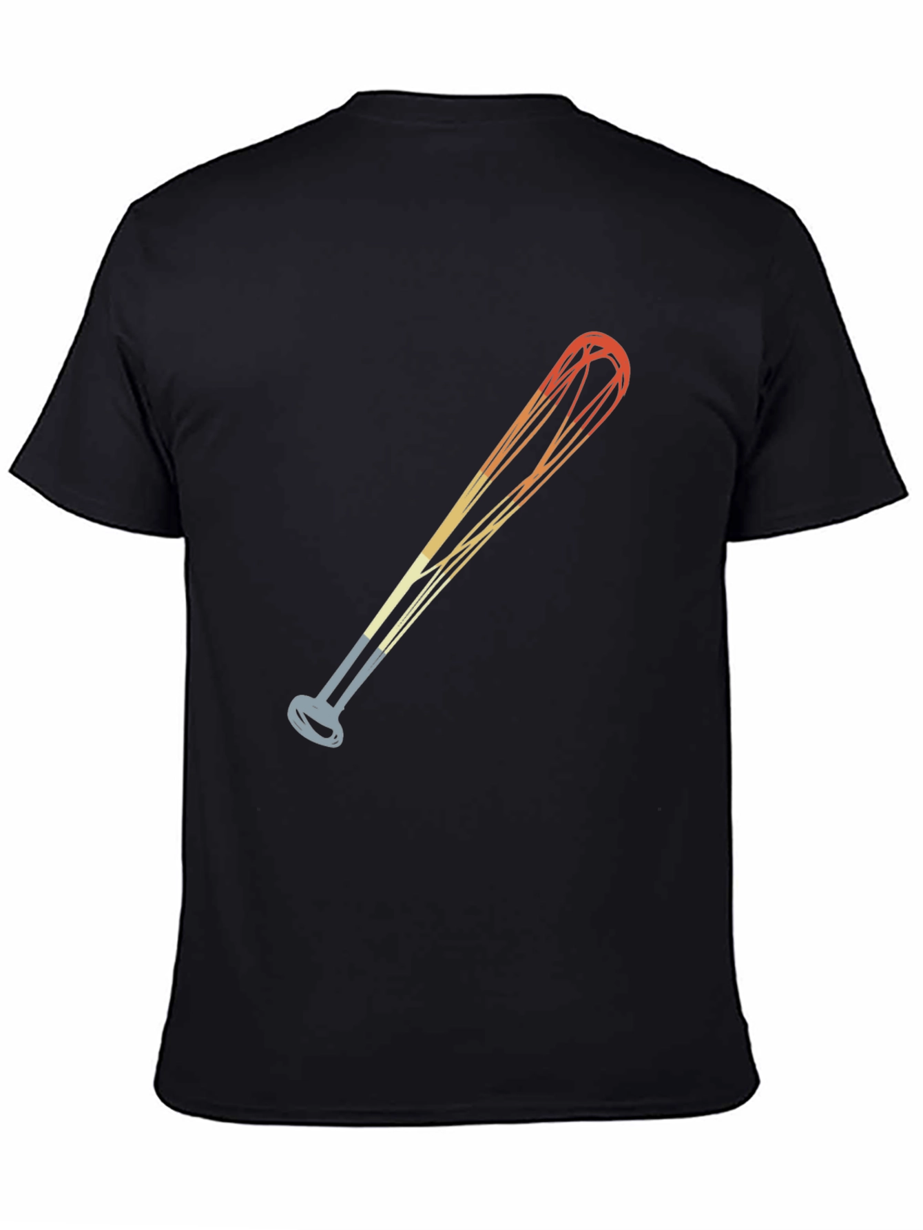 Retro Baseball Bat Graphic Tee - Black Cotton Blend