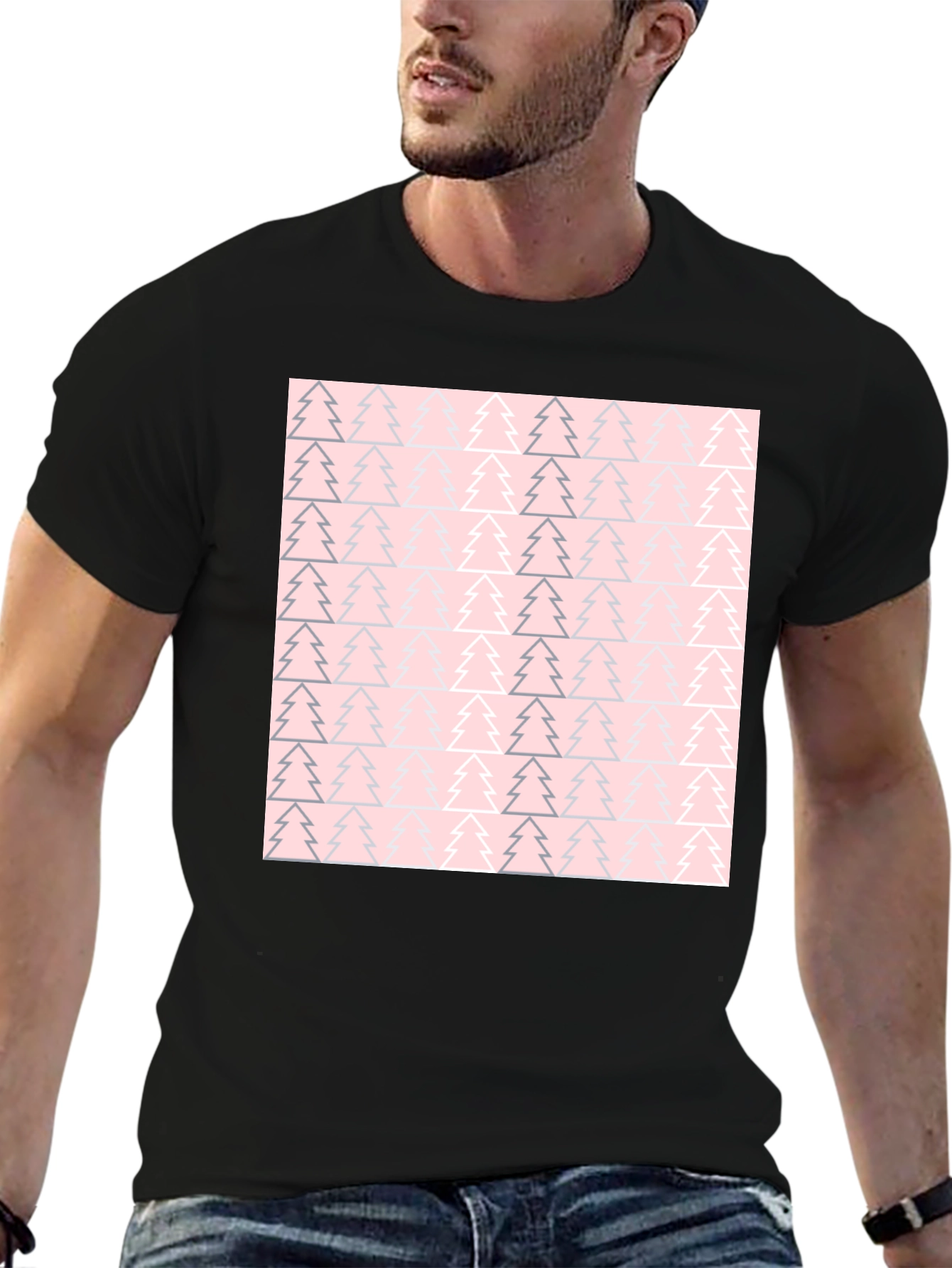 Pink Christmas Tree Pattern T-Shirt
