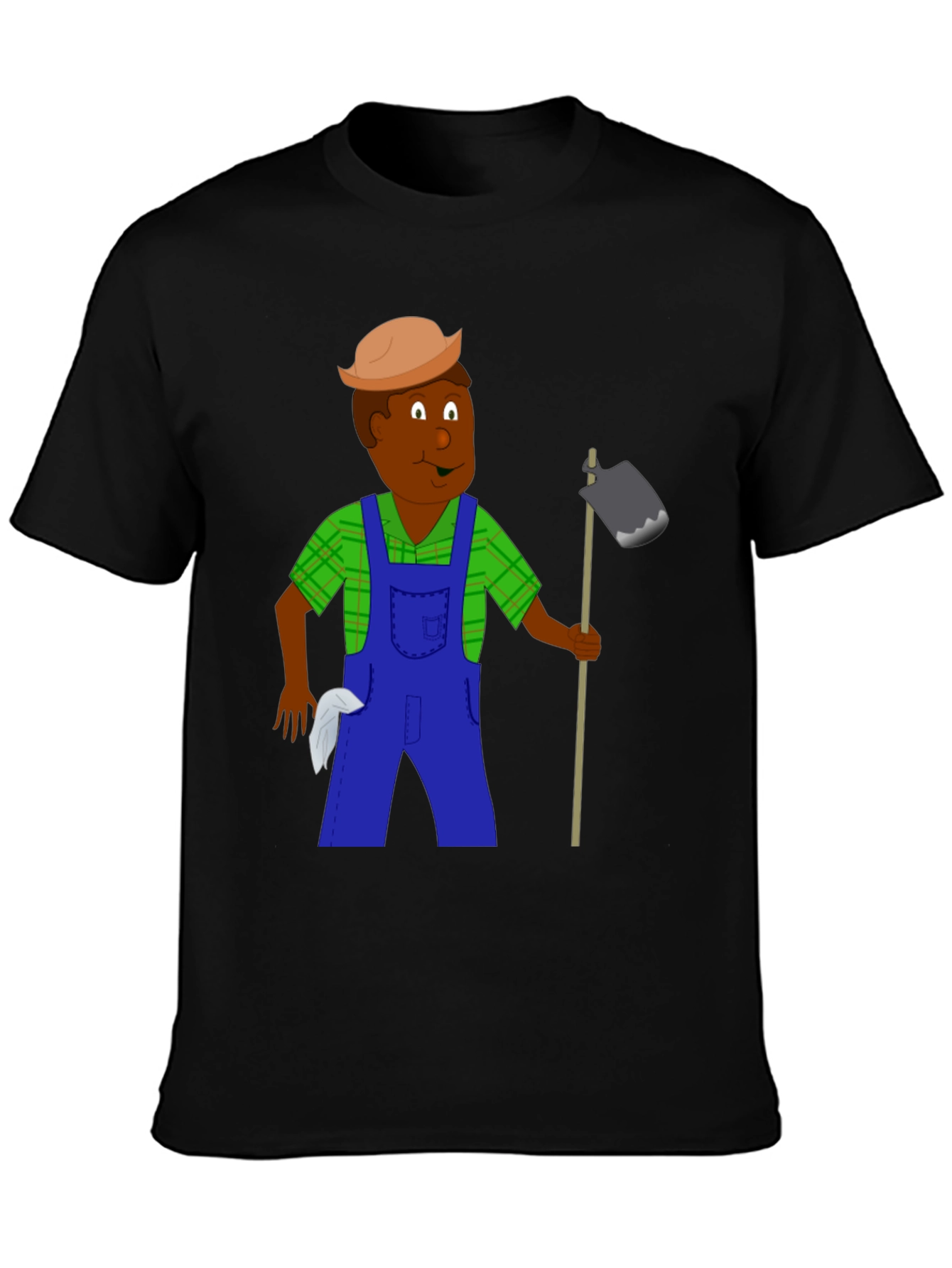 Cartoon Farmer Graphic Tee - Black Unisex T-Shirt