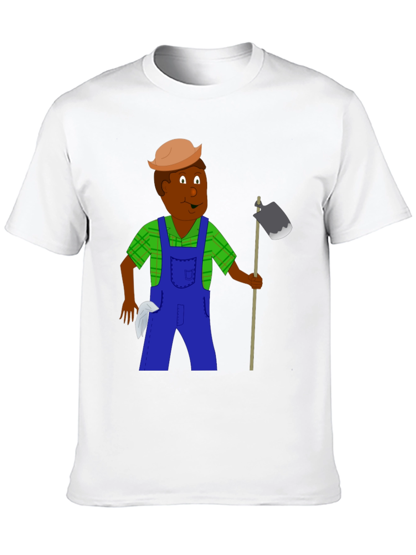 Cartoon Farmer Graphic Tee - Black Unisex T-Shirt