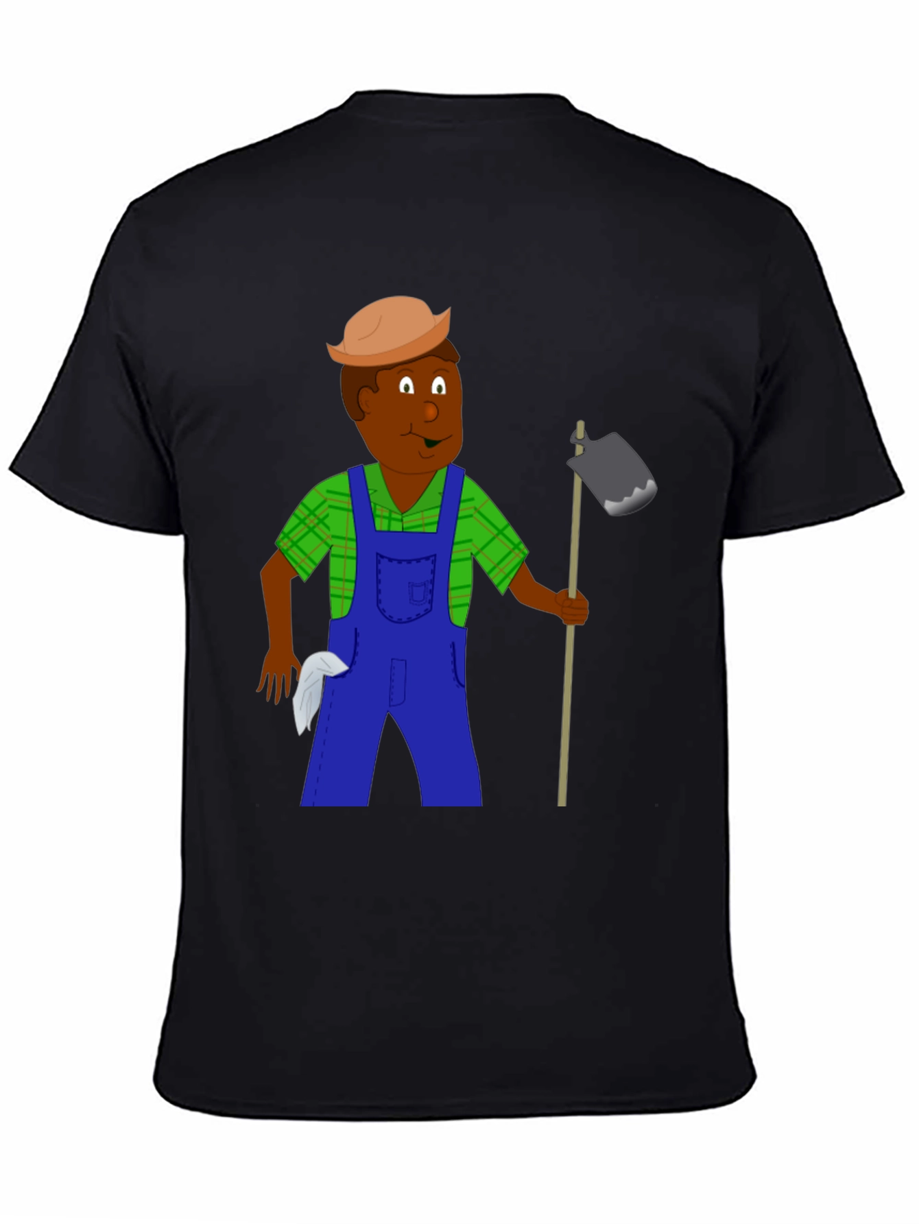 Cartoon Farmer Graphic Tee - Black Unisex T-Shirt