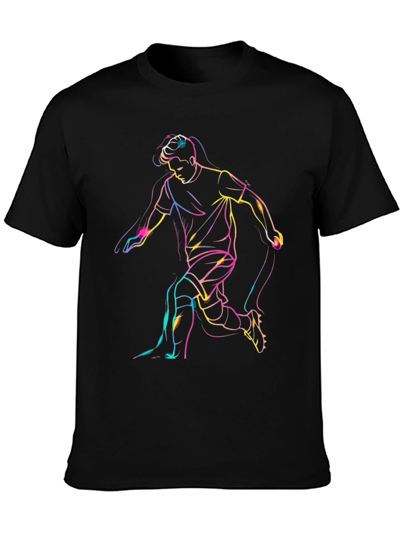 Neon Soccer Player Graphic T-Shirt - Black