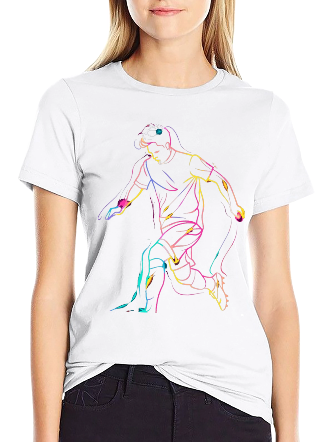 Neon Soccer Player Graphic T-Shirt - Black