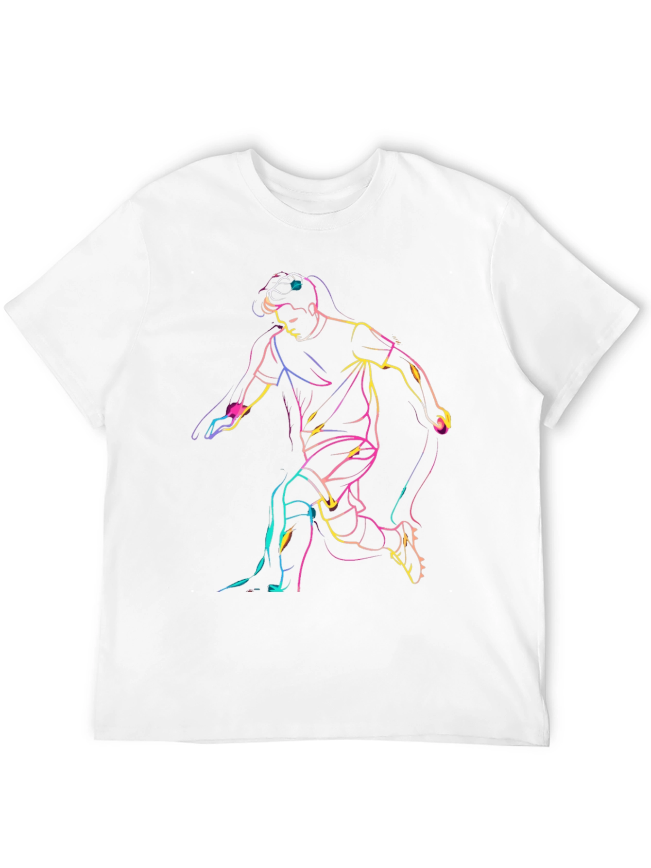 Neon Soccer Player Graphic T-Shirt - Black