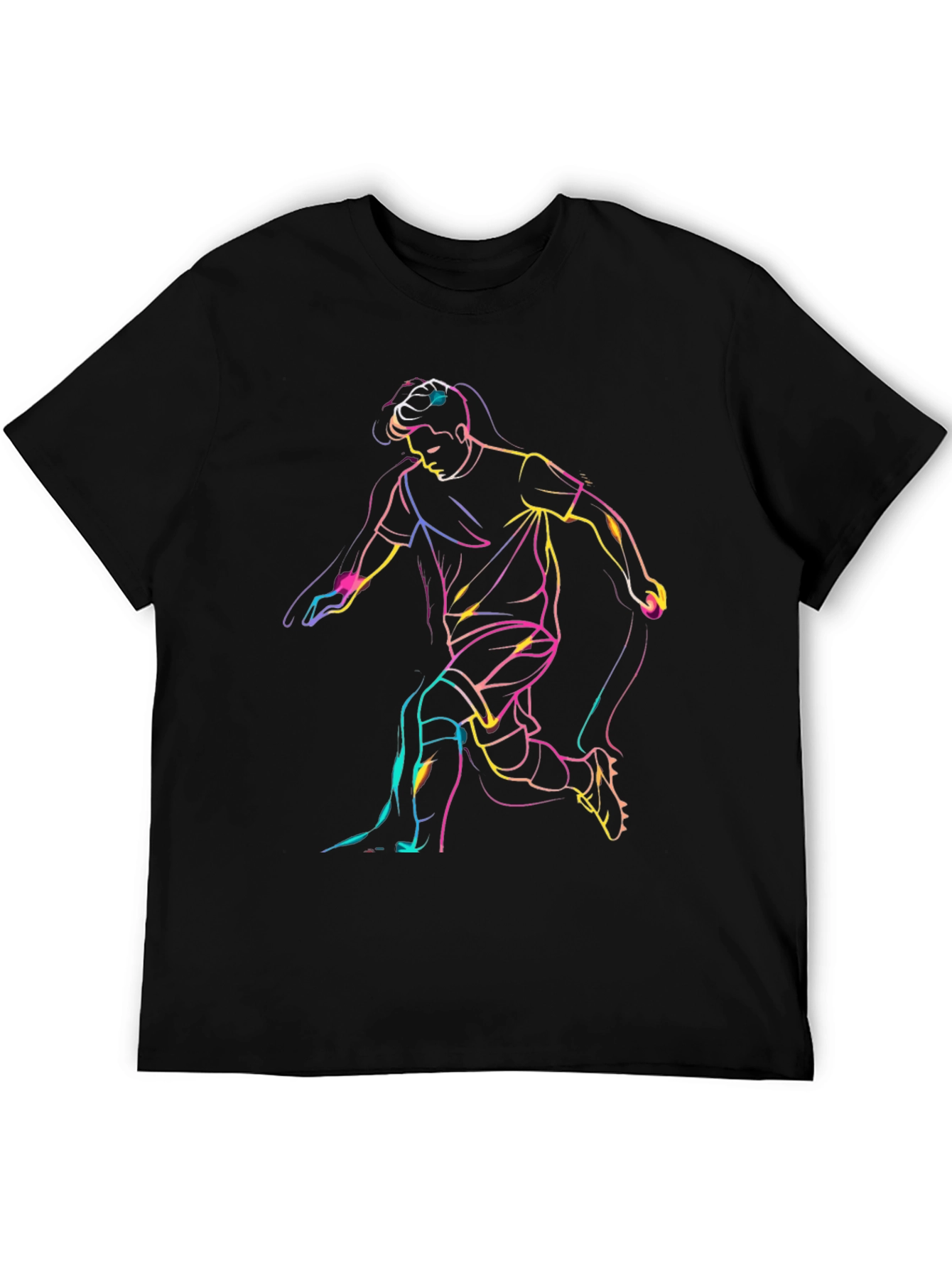 Neon Soccer Player Graphic T-Shirt - Black