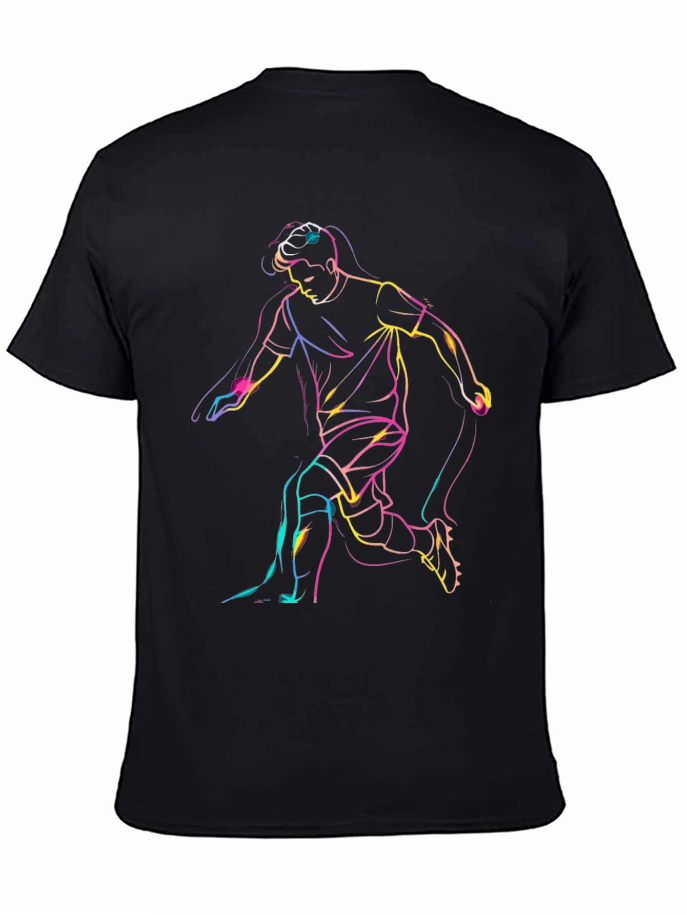 Neon Soccer Player Graphic T-Shirt - Black