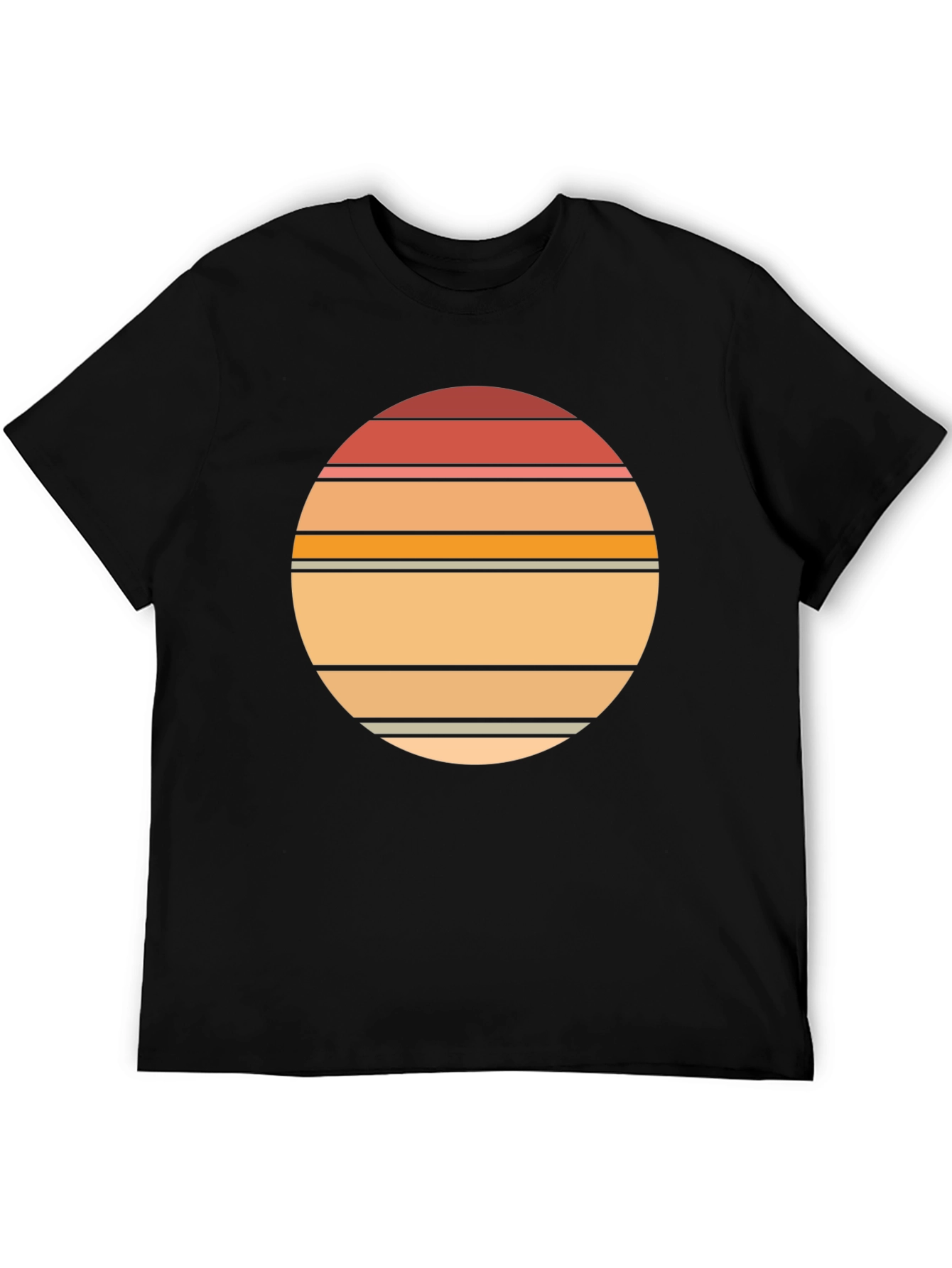 Retro Sunset Circle Graphic Tee - Stylish Black T-Shirt