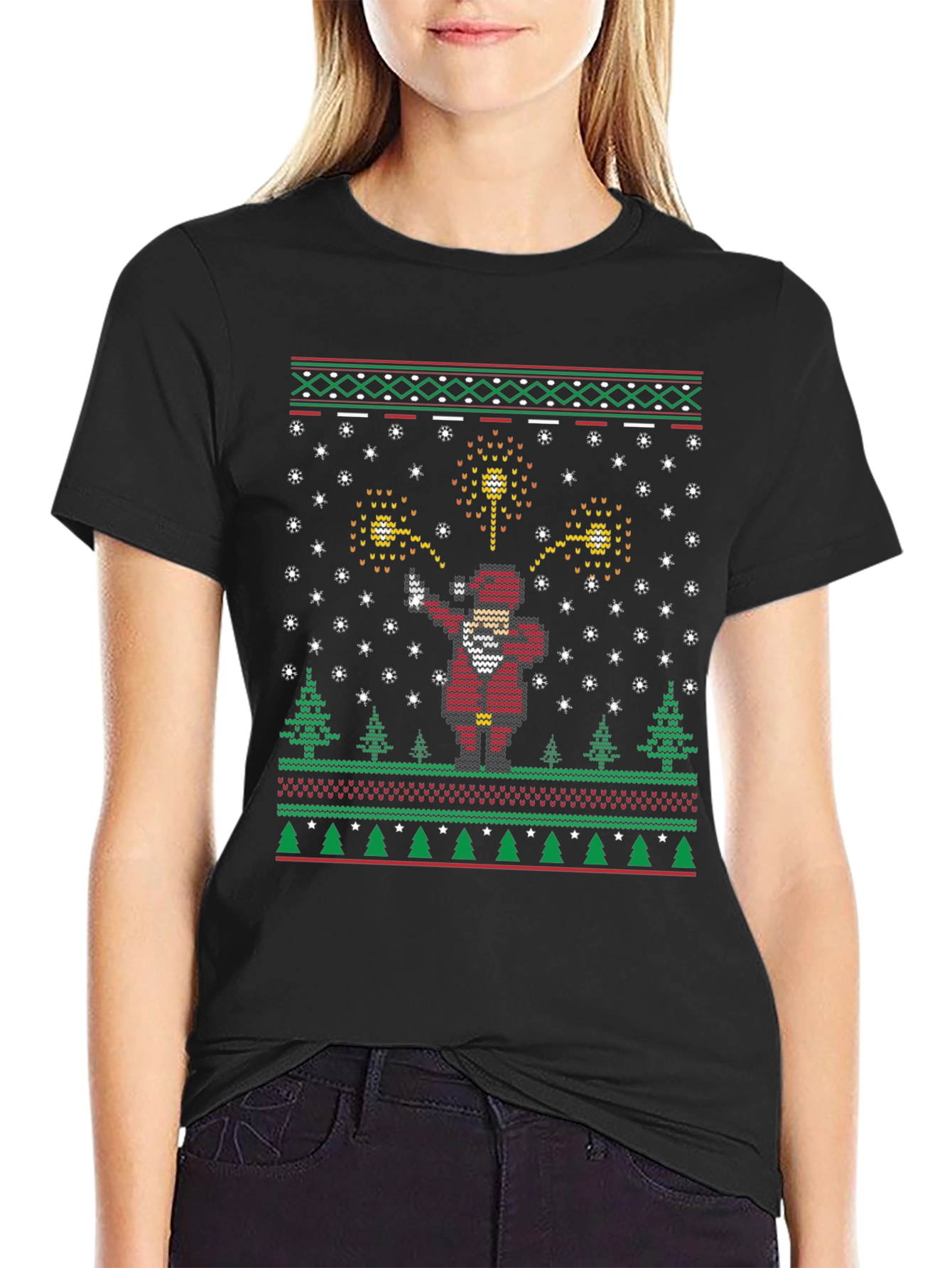 Festive Dabbing Santa Ugly Christmas Sweater T-Shirt