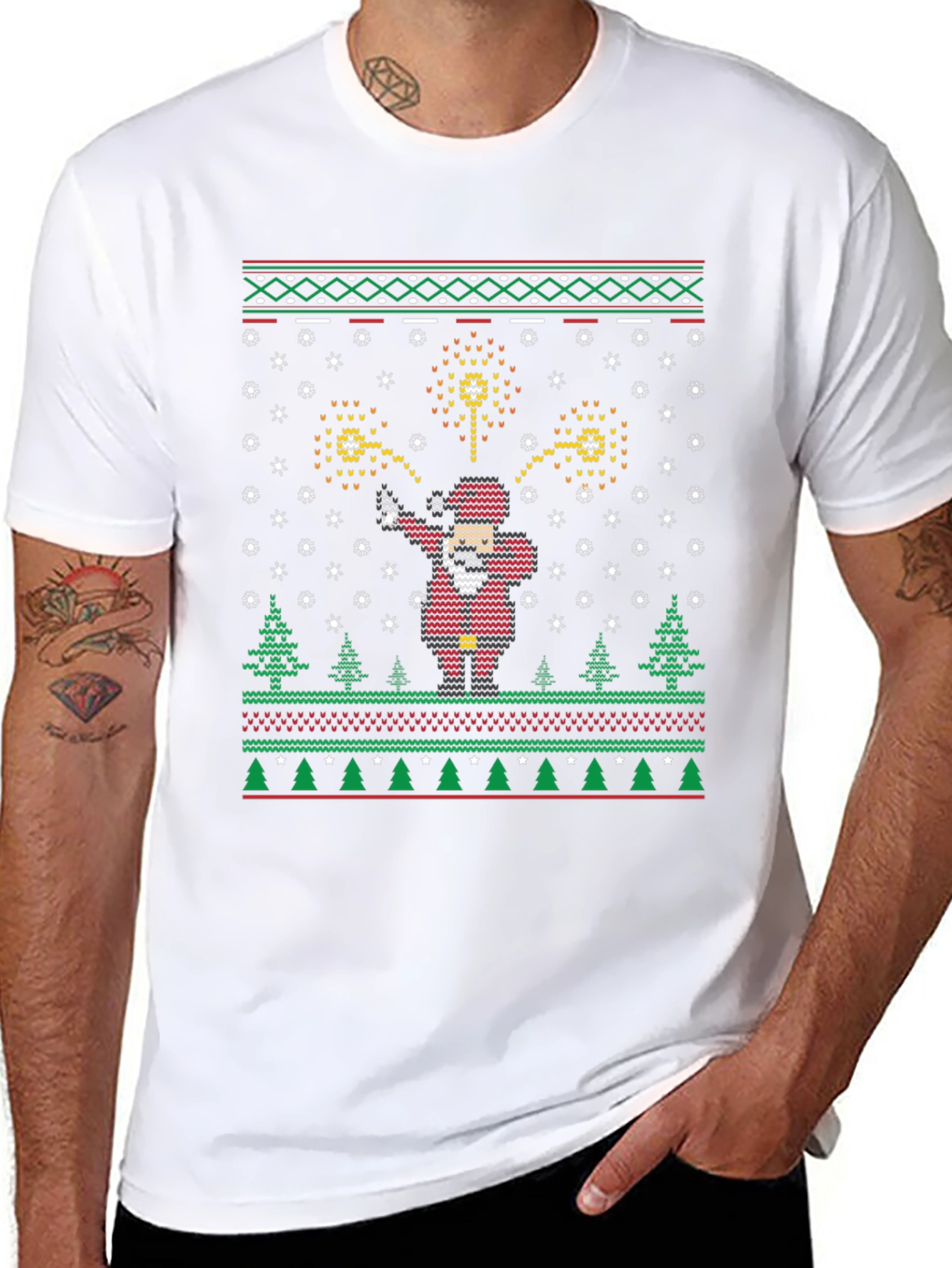 Festive Dabbing Santa Ugly Christmas Sweater T-Shirt