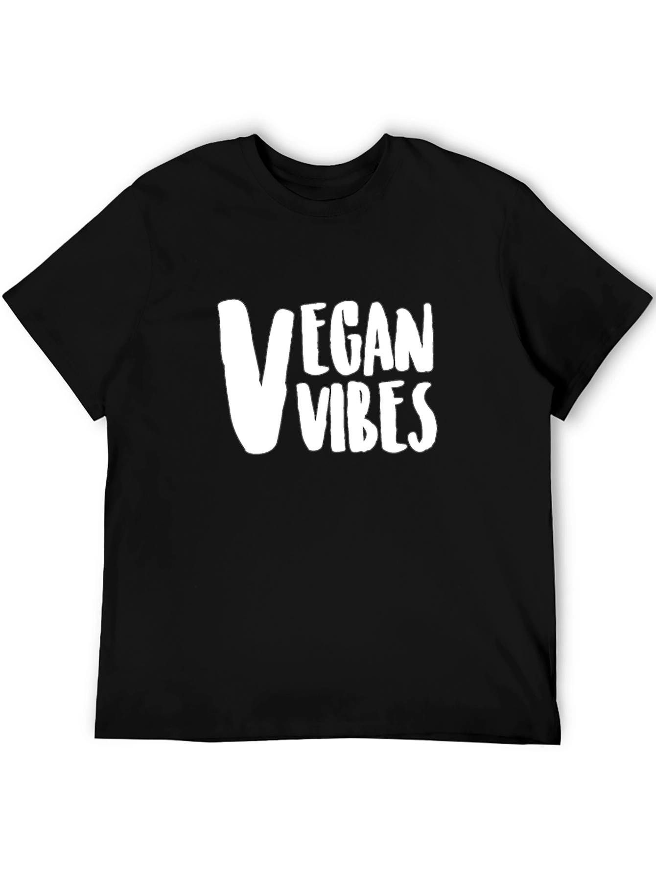 Vegan Vibes Graphic Tee - Black Cotton T-Shirt