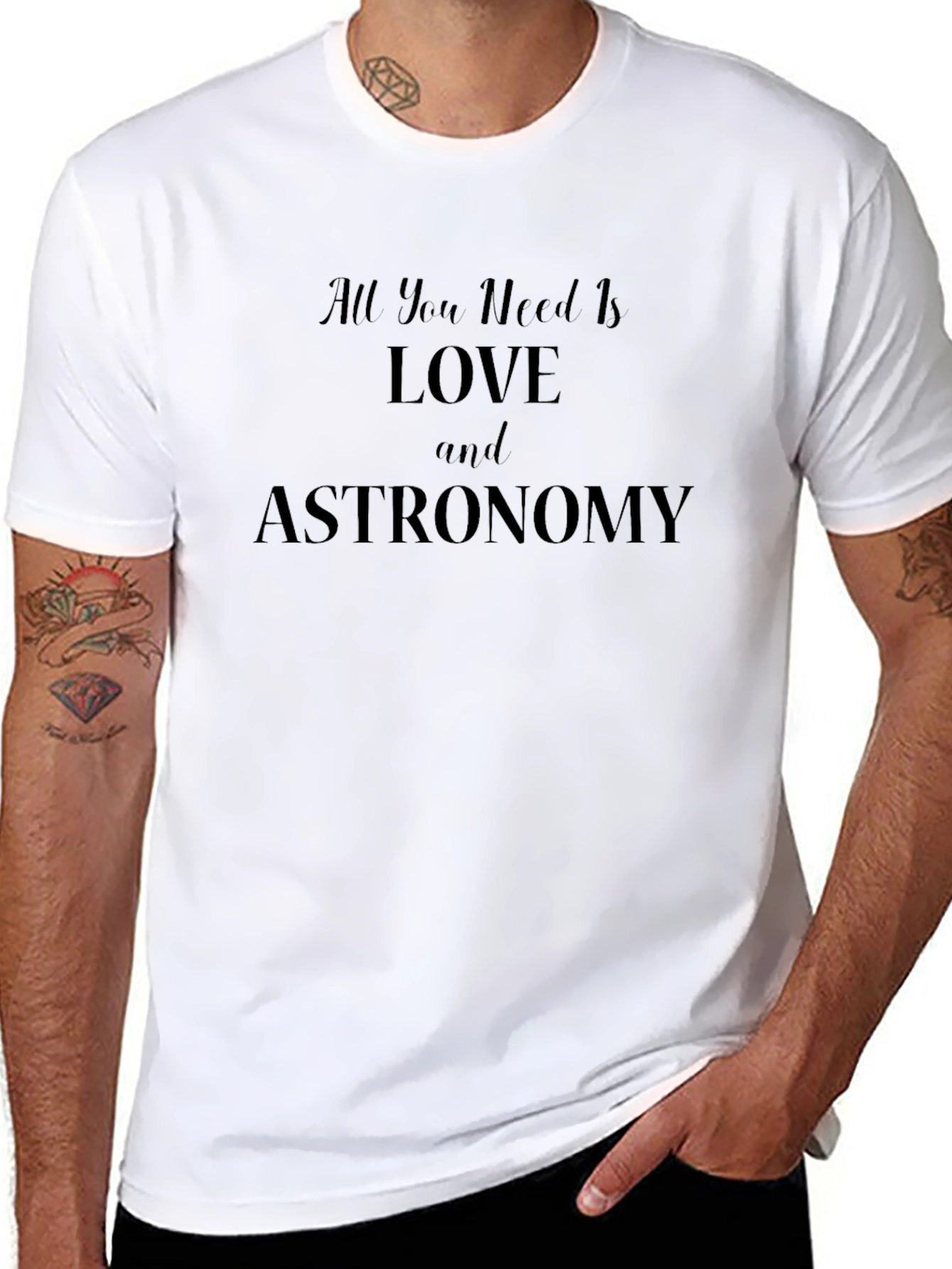 Astronomy Love T-Shirt - Black Crew Neck Tee