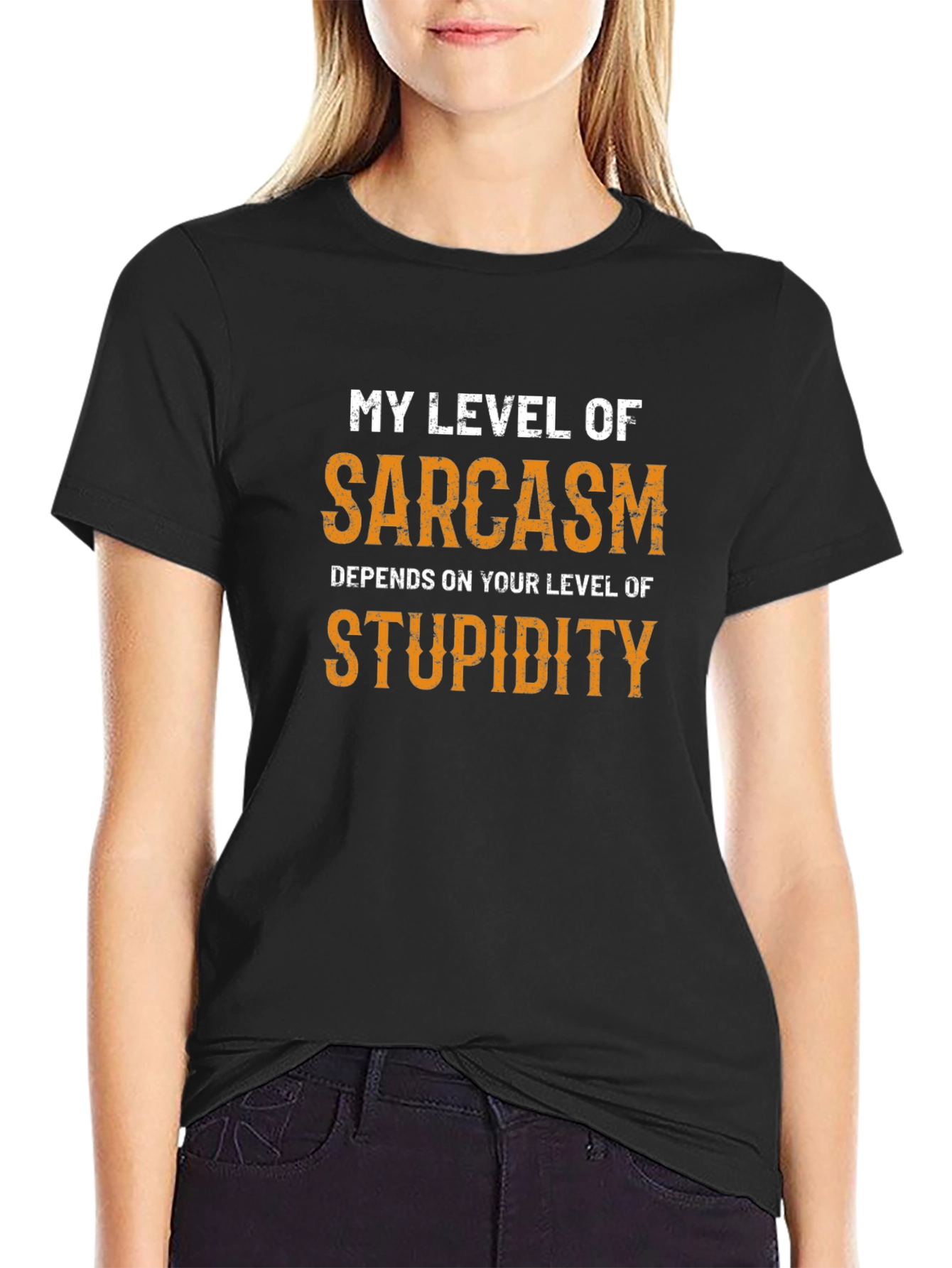 Sarcastic Humor Graphic Tee - Black Cotton Blend