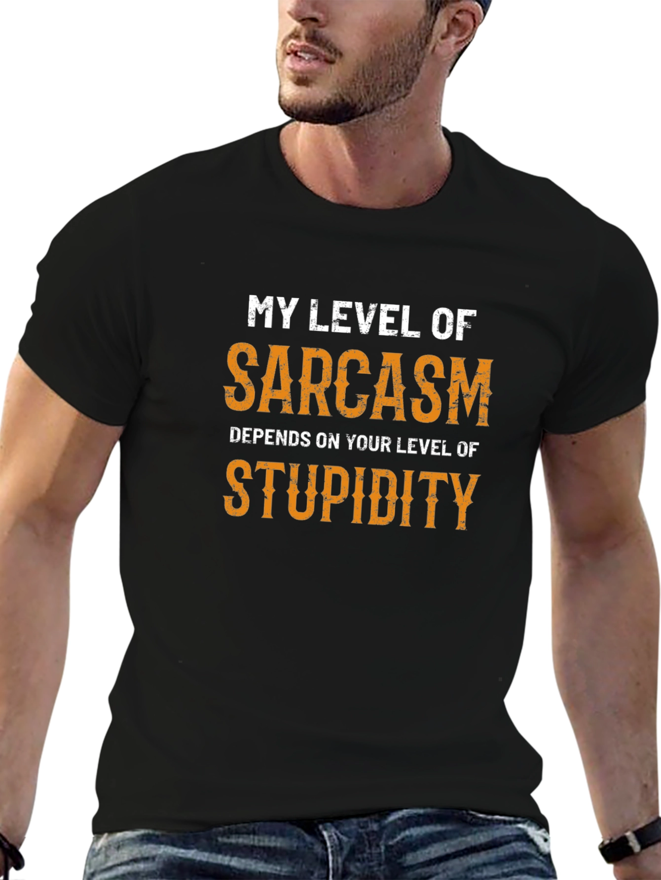 Sarcastic Humor Graphic Tee - Black Cotton Blend
