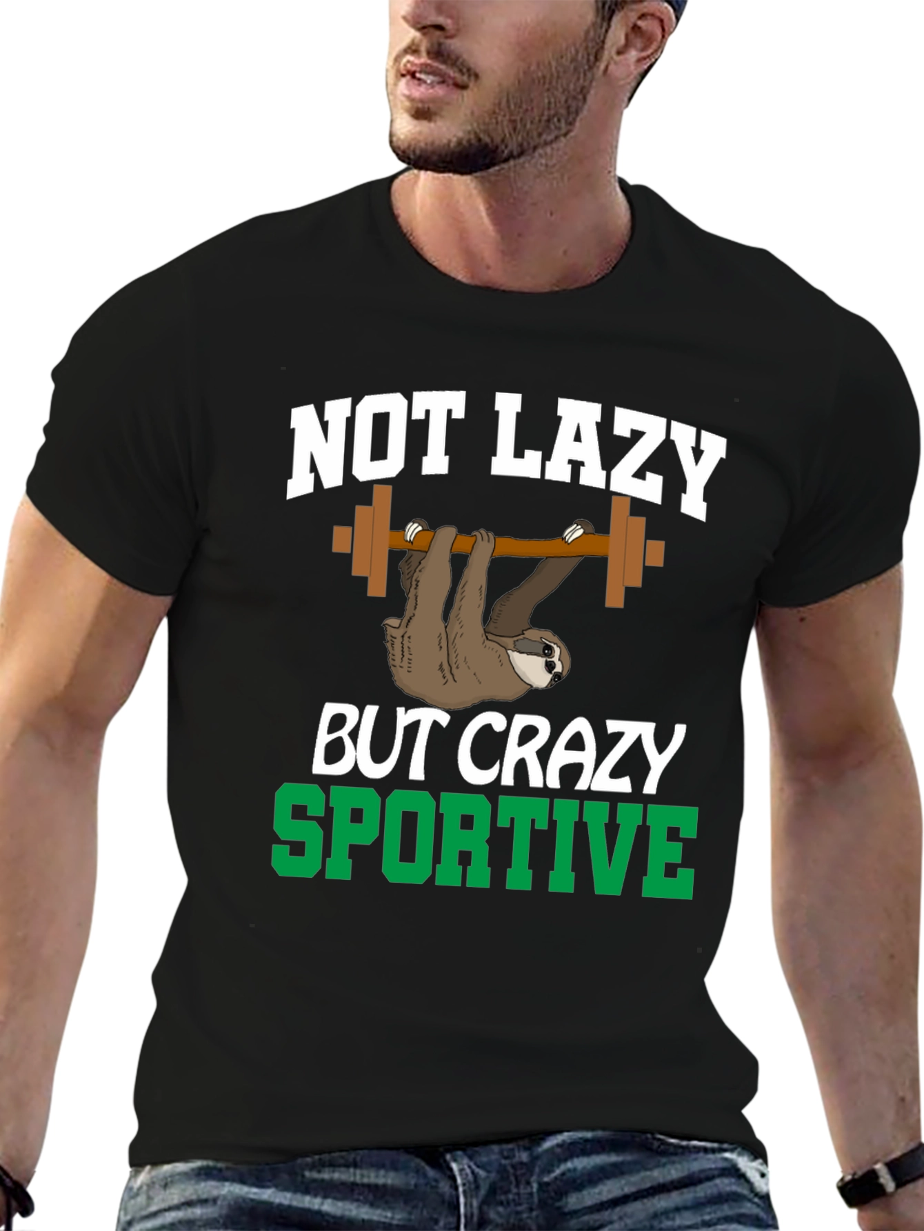 Not Lazy Sportive Sloth Graphic Tee