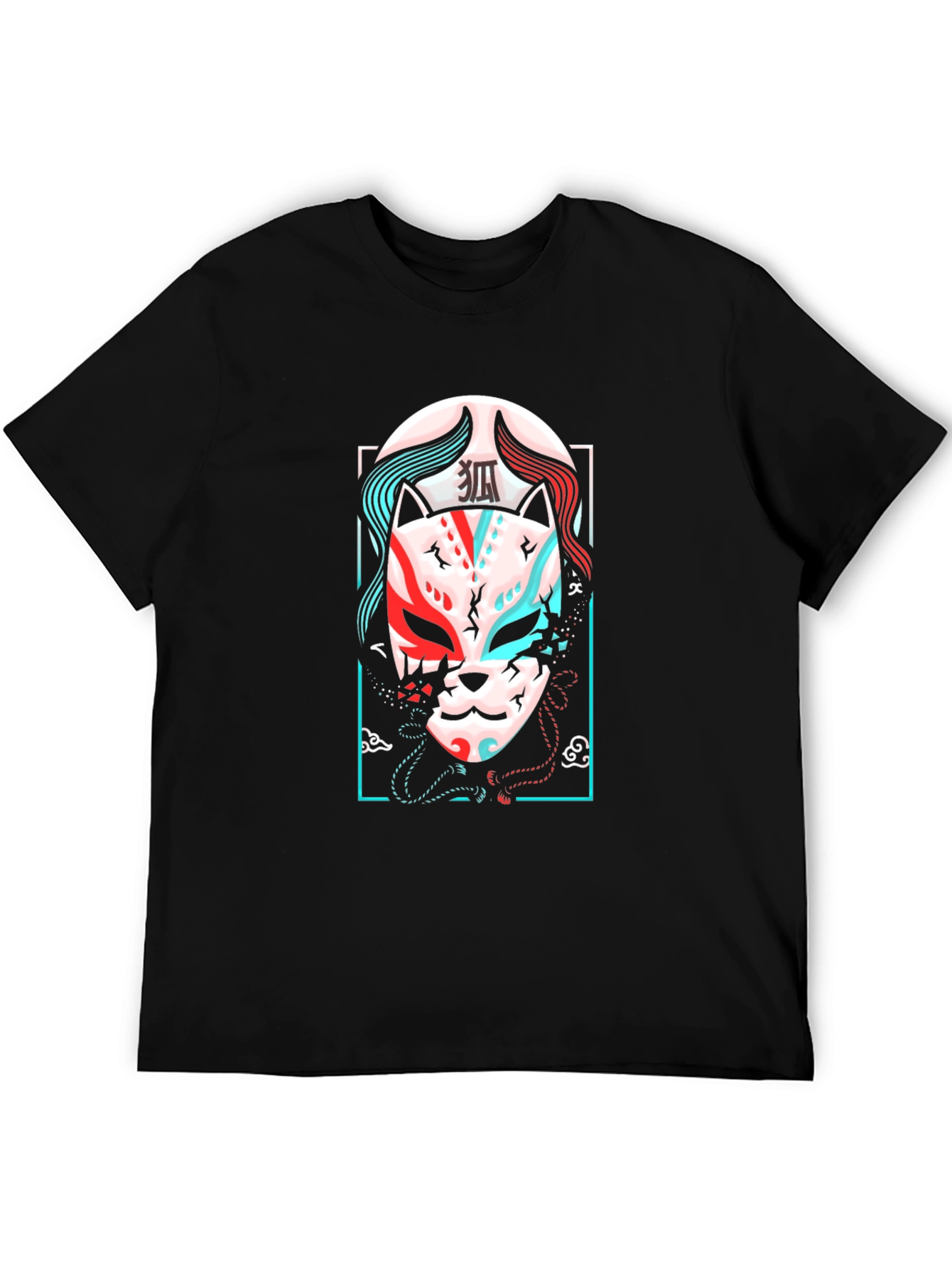 Japanese Kitsune Mask Graphic Tee - Urban Style