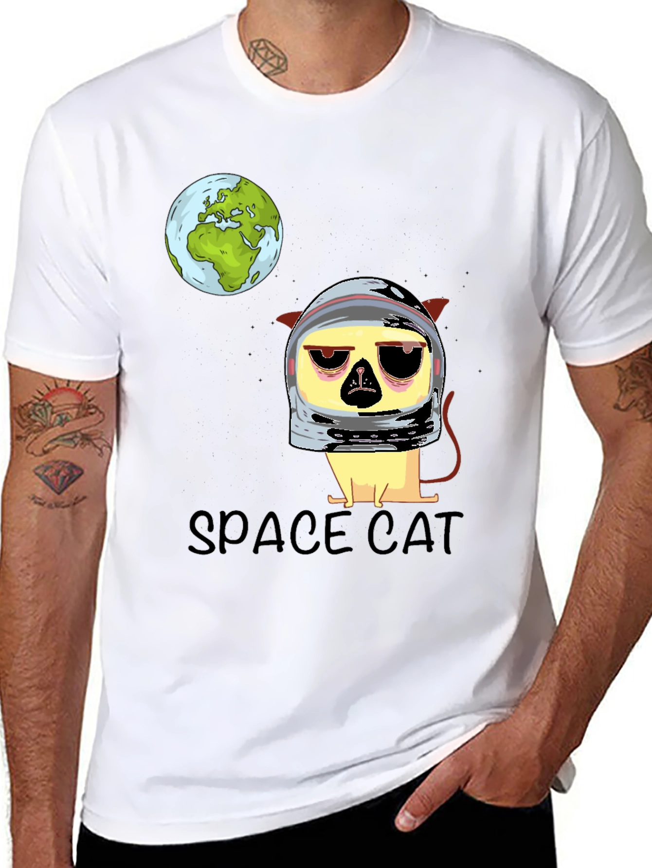 Space Cat Graphic T-Shirt - Astronaut Kitten Tee