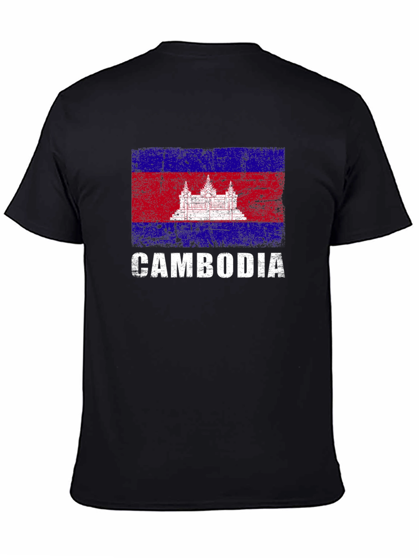 Cambodia Flag Distressed Graphic T-Shirt