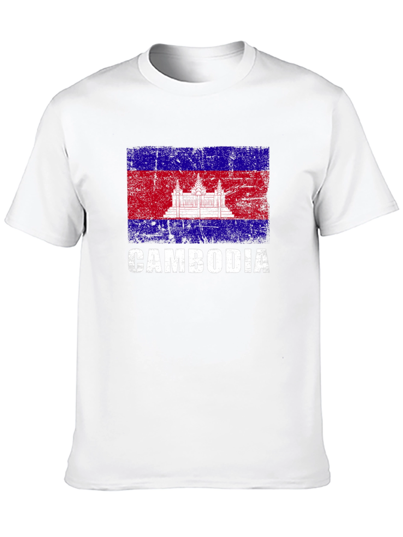 Cambodia Flag Distressed Graphic T-Shirt