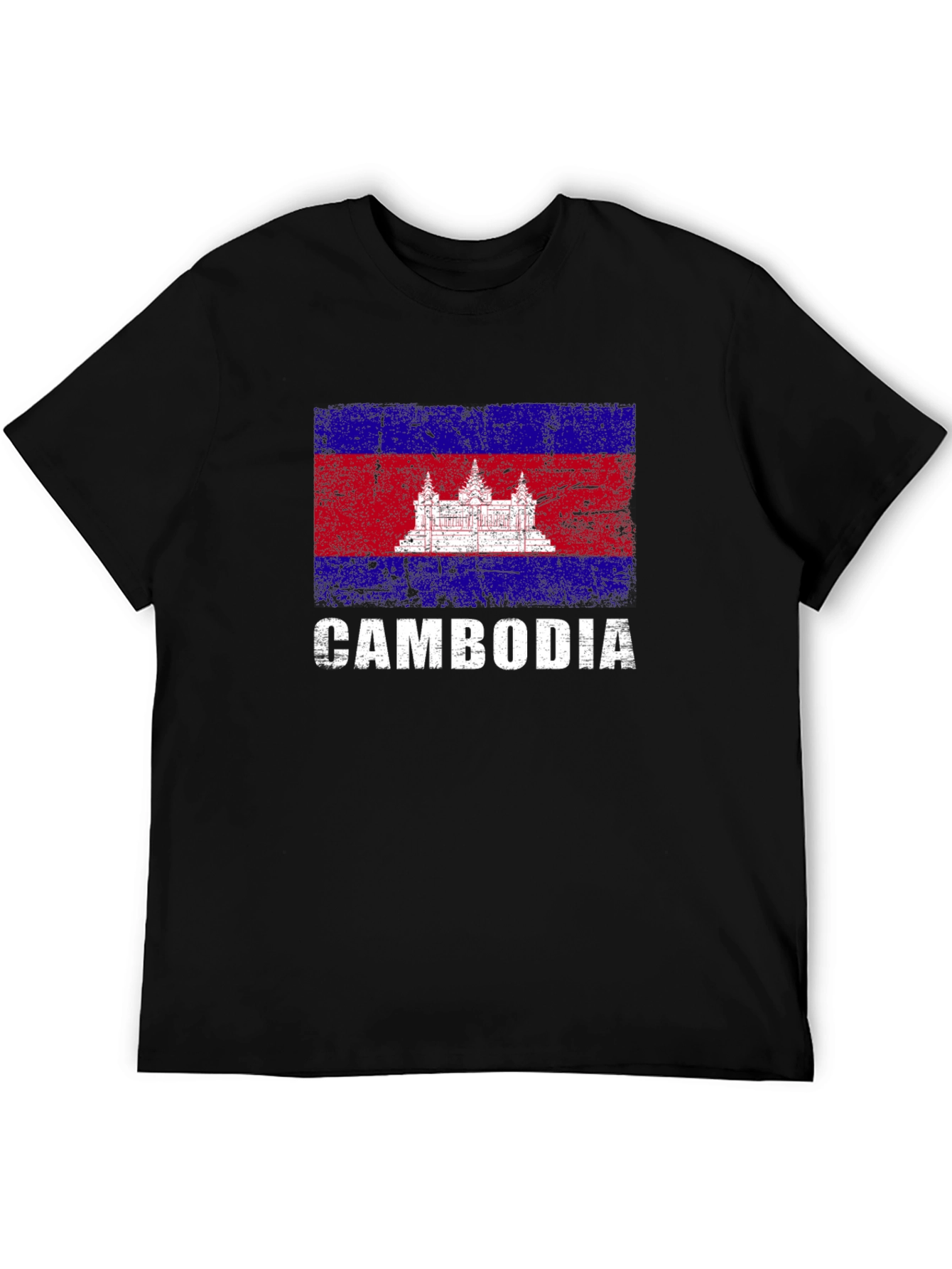 Cambodia Flag Distressed Graphic T-Shirt