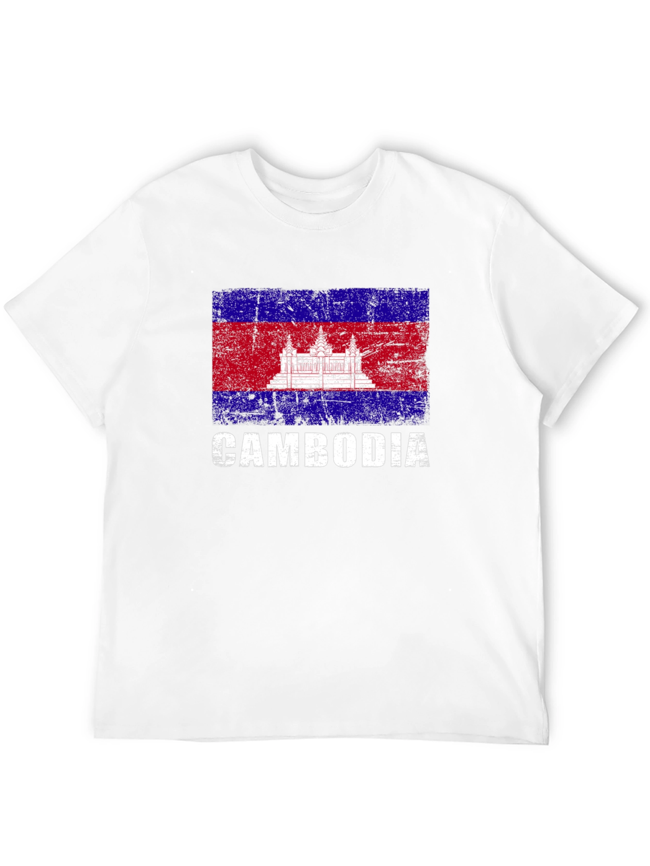 Cambodia Flag Distressed Graphic T-Shirt