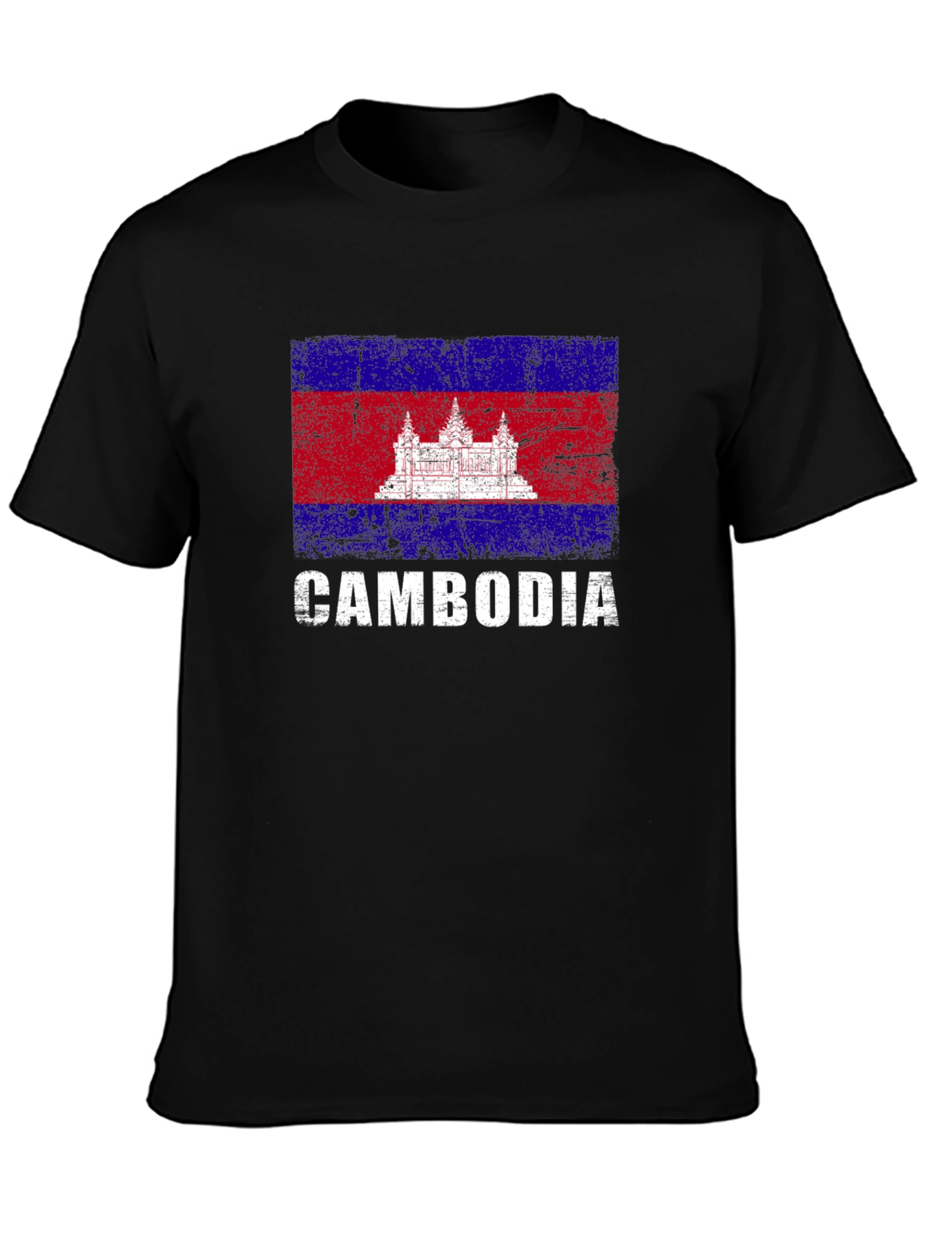 Cambodia Flag Distressed Graphic T-Shirt