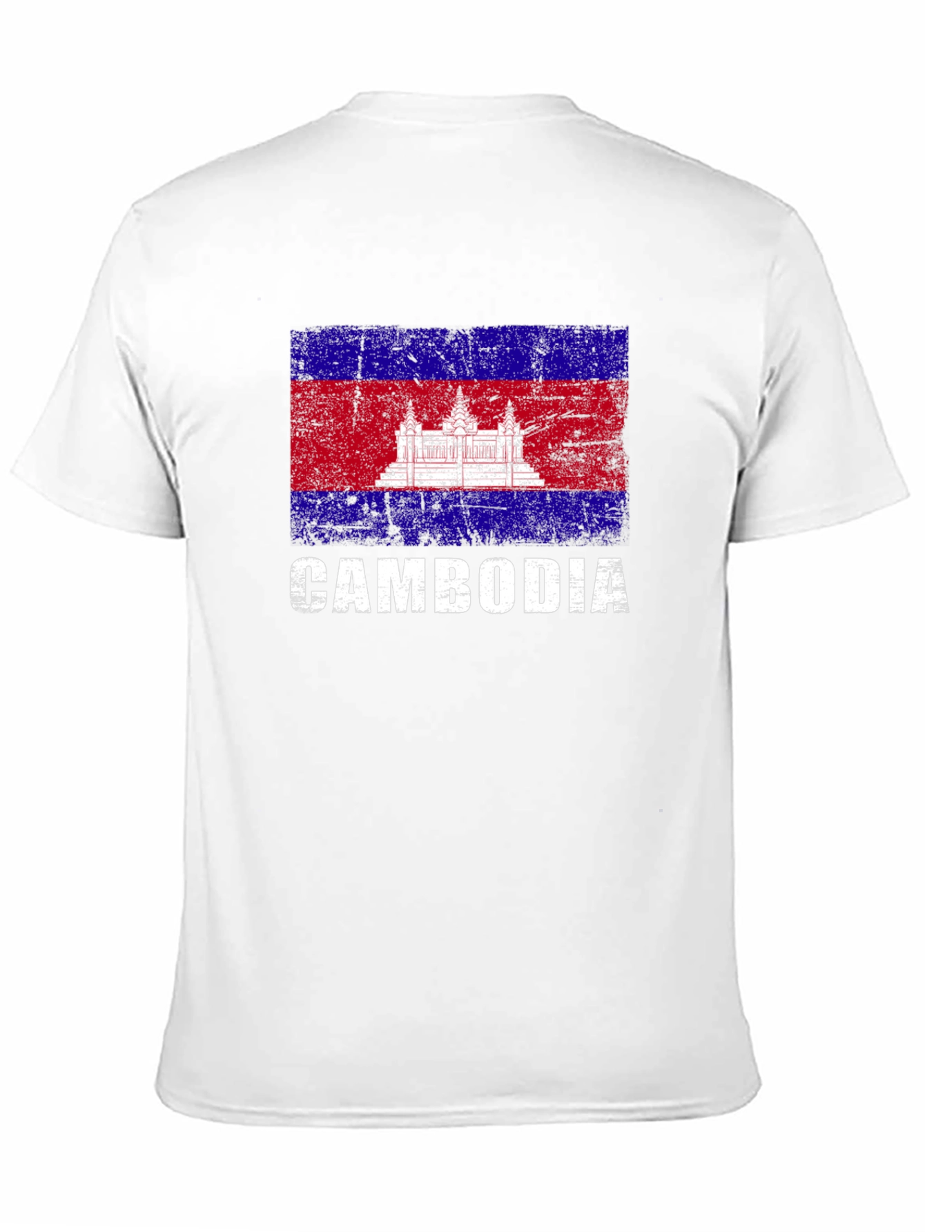 Cambodia Flag Distressed Graphic T-Shirt