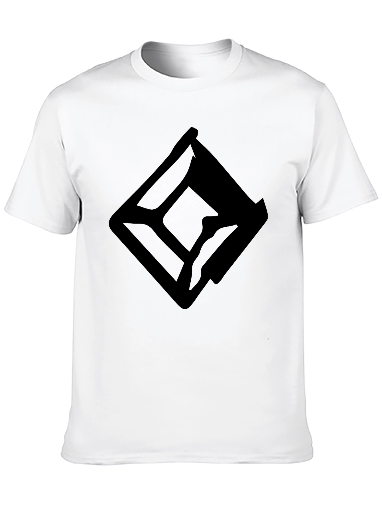 Black Graphic Tee - Abstract Diamond Design