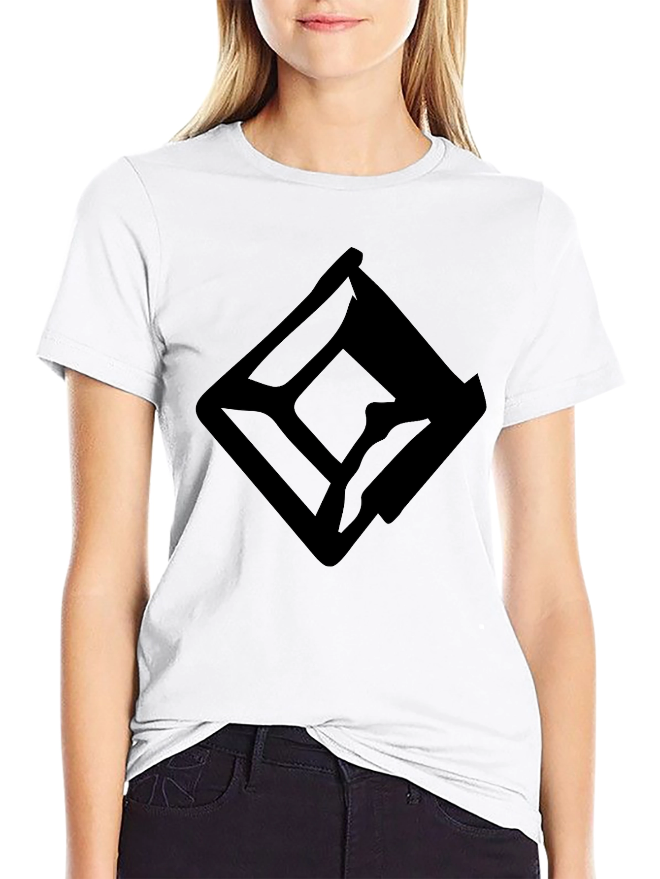 Black Graphic Tee - Abstract Diamond Design