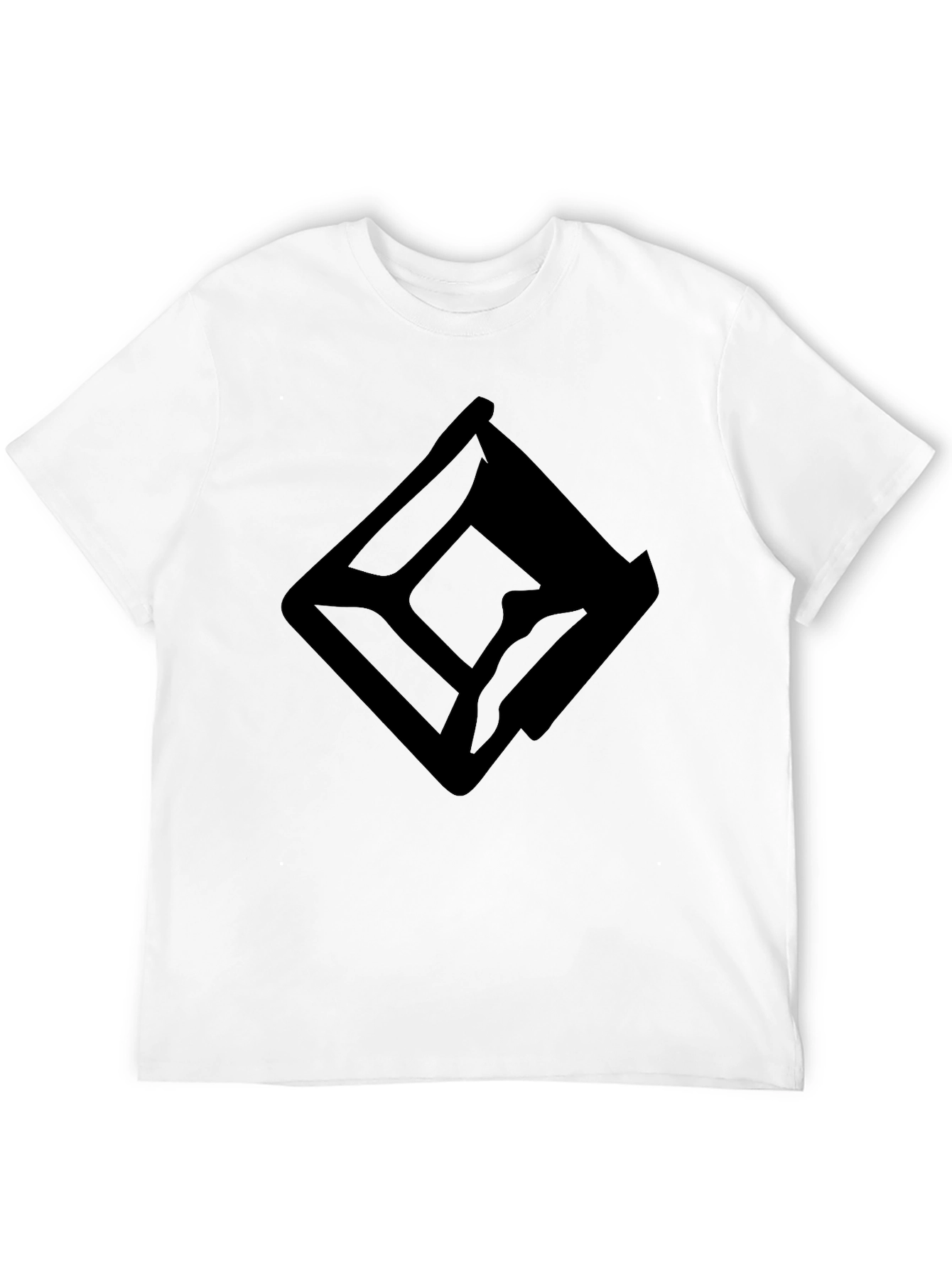 Black Graphic Tee - Abstract Diamond Design