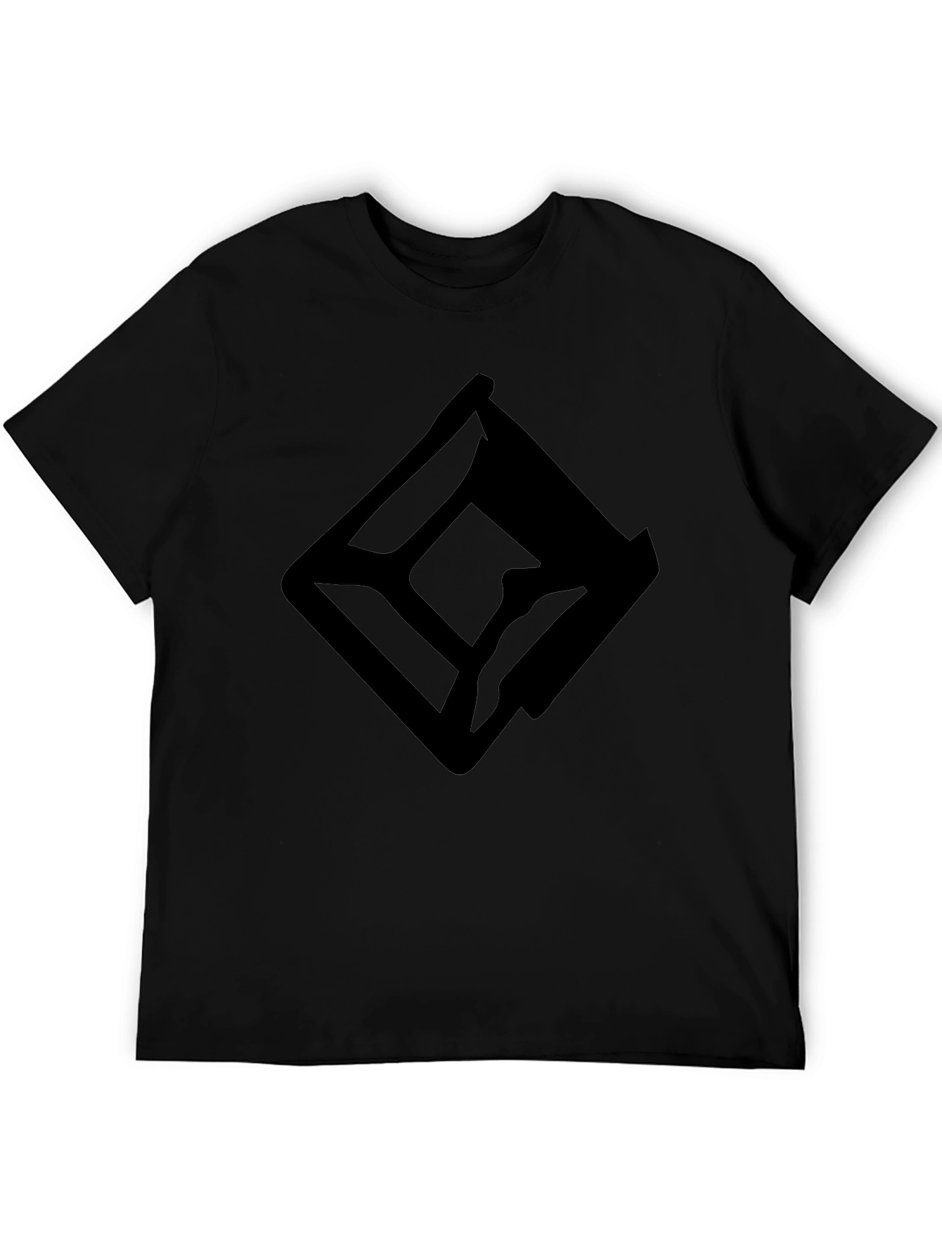 Black Graphic Tee - Abstract Diamond Design