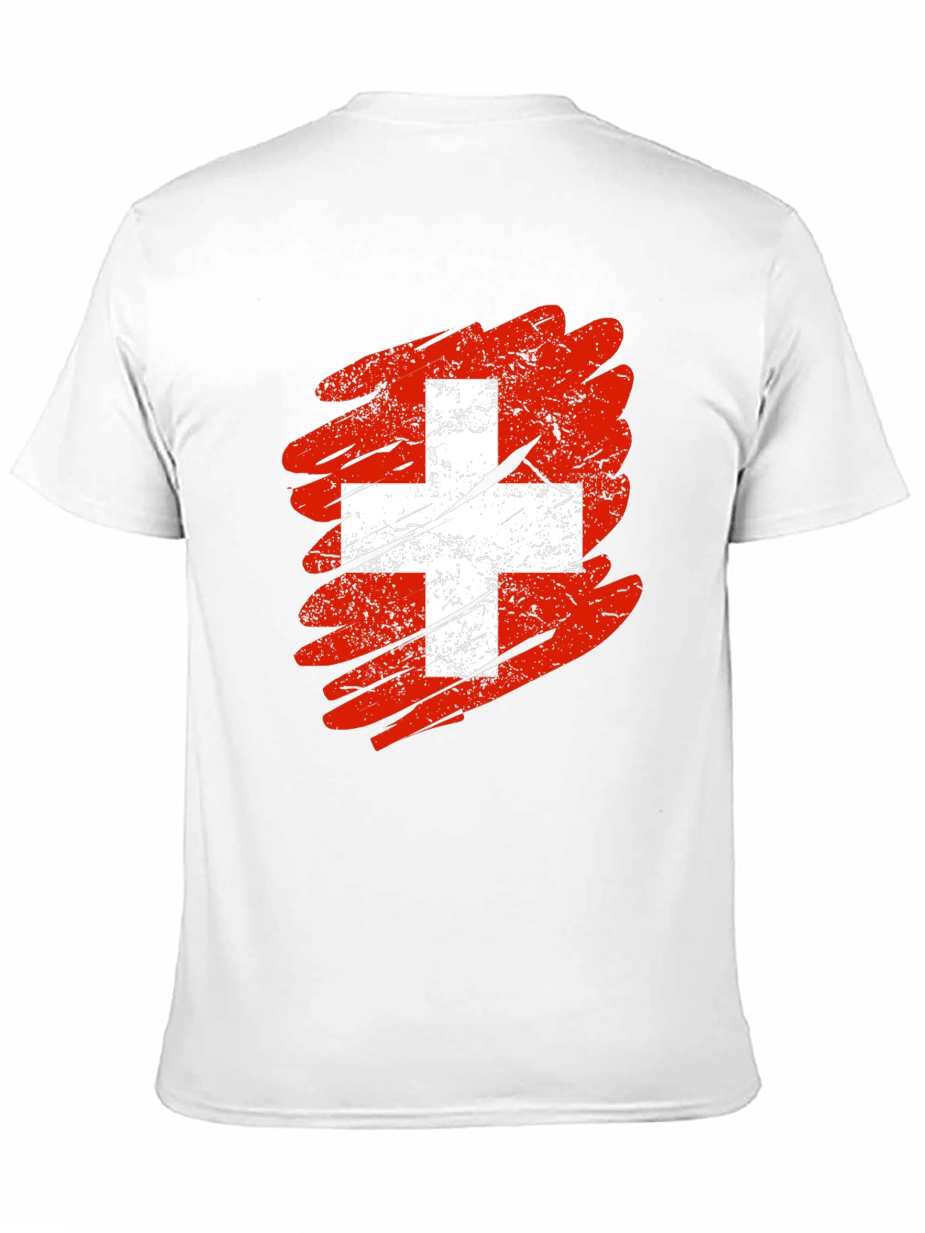 Distressed Swiss Flag Graphic Tee - Mens Black T-Shirt