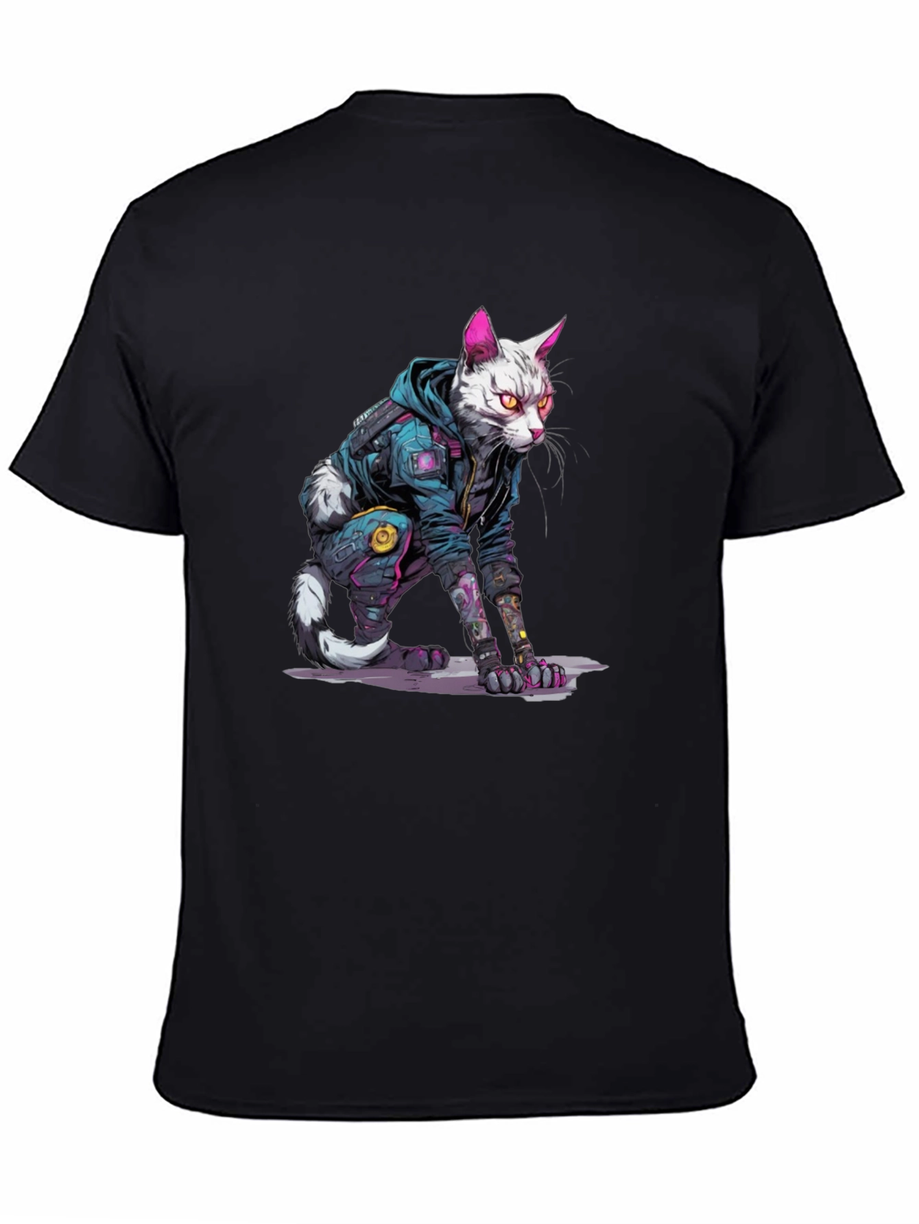 Cyberpunk Cat Graphic Tee - Cool Streetwear Style