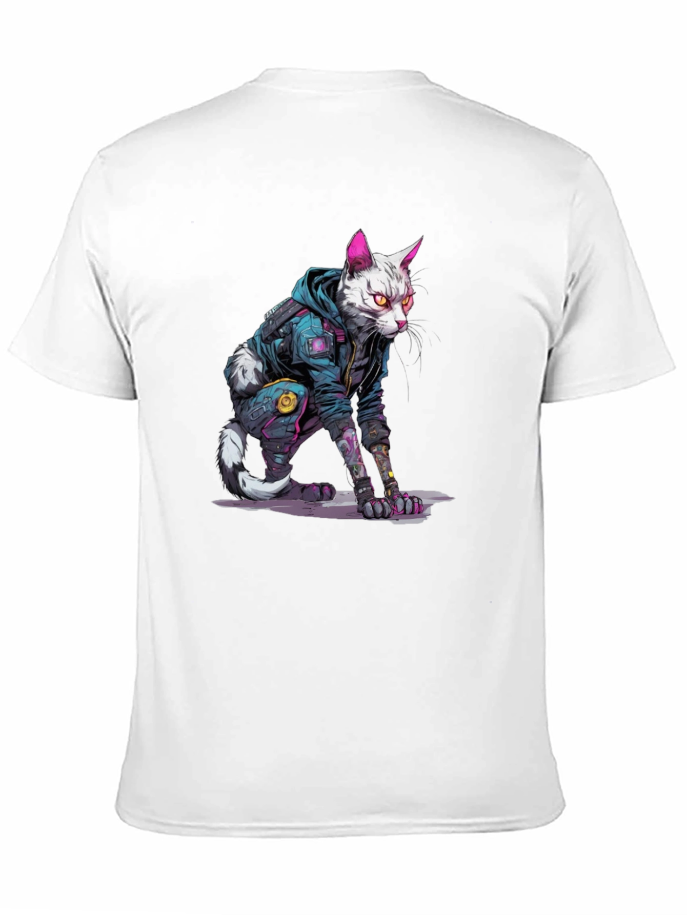 Cyberpunk Cat Graphic Tee - Cool Streetwear Style