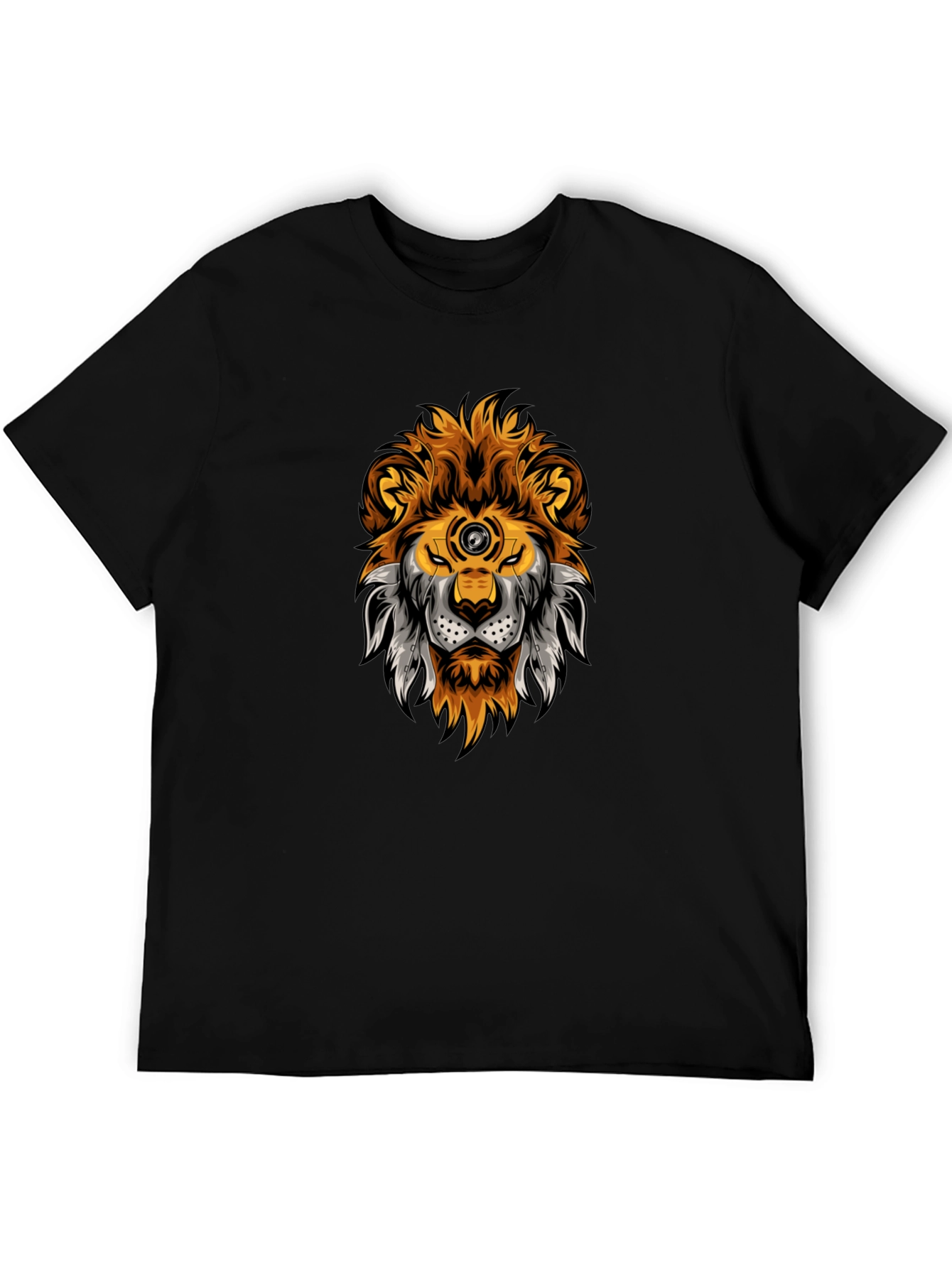Lion Head Graphic Black T-Shirt