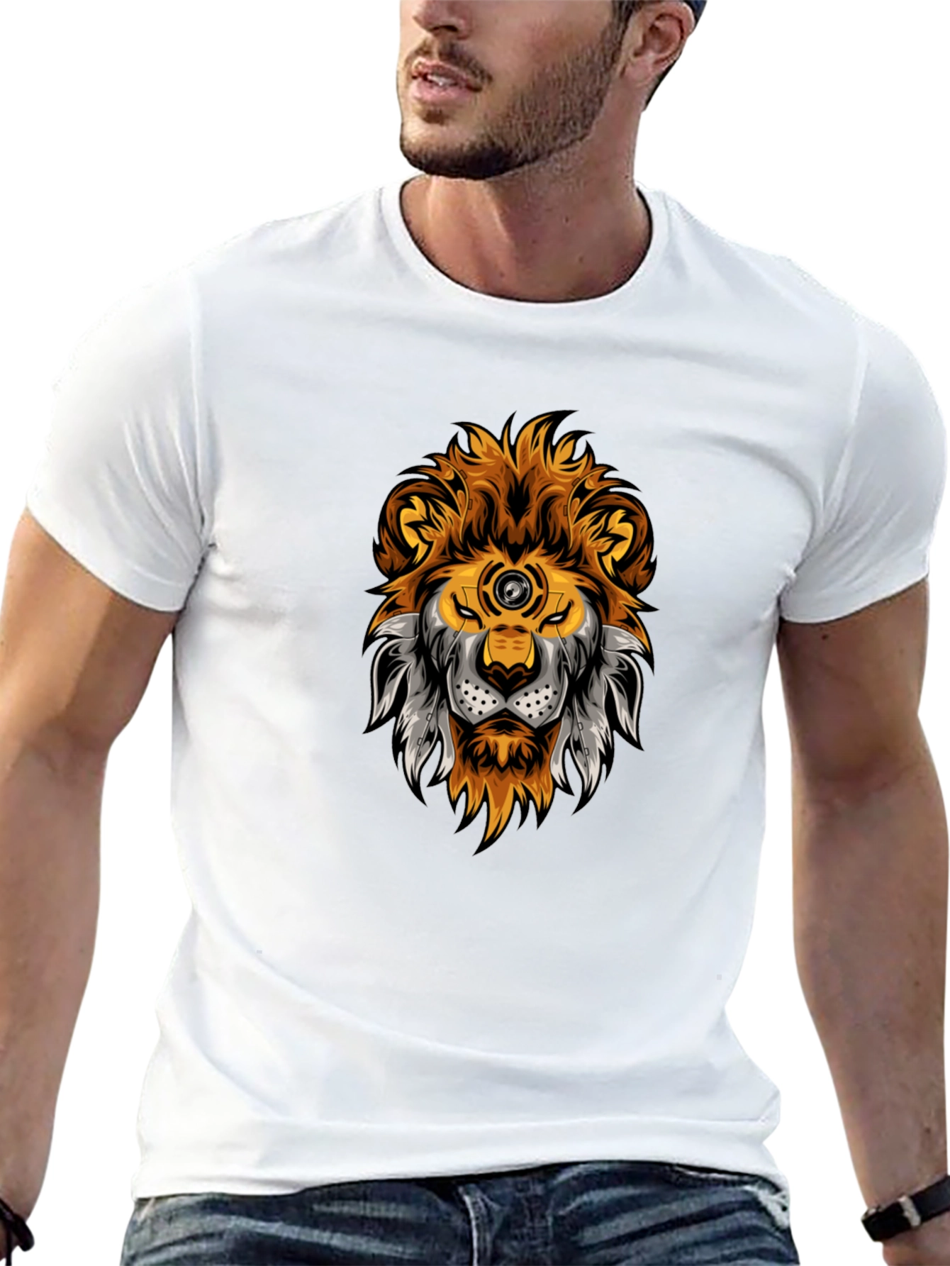 Lion Head Graphic Black T-Shirt