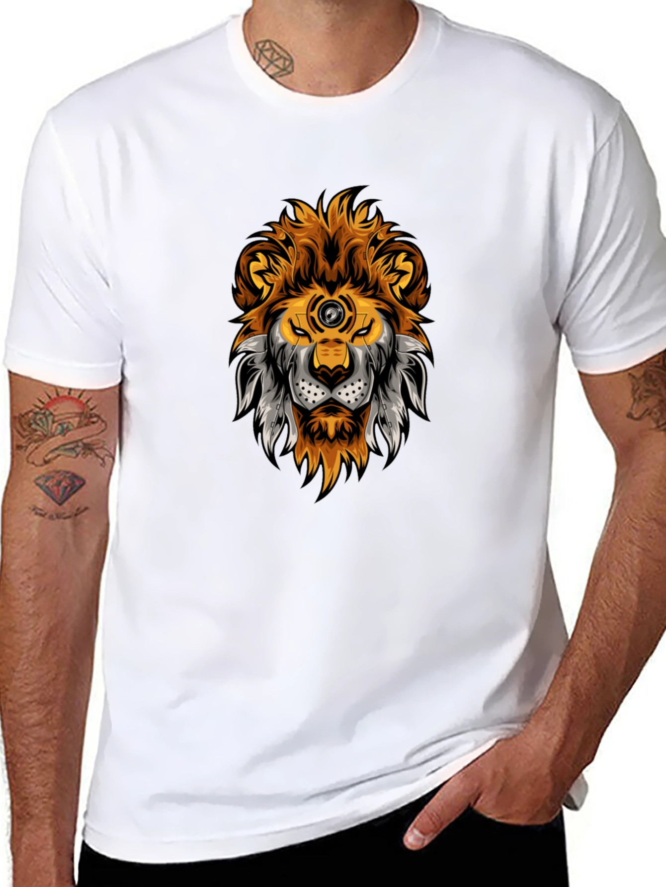 Lion Head Graphic Black T-Shirt