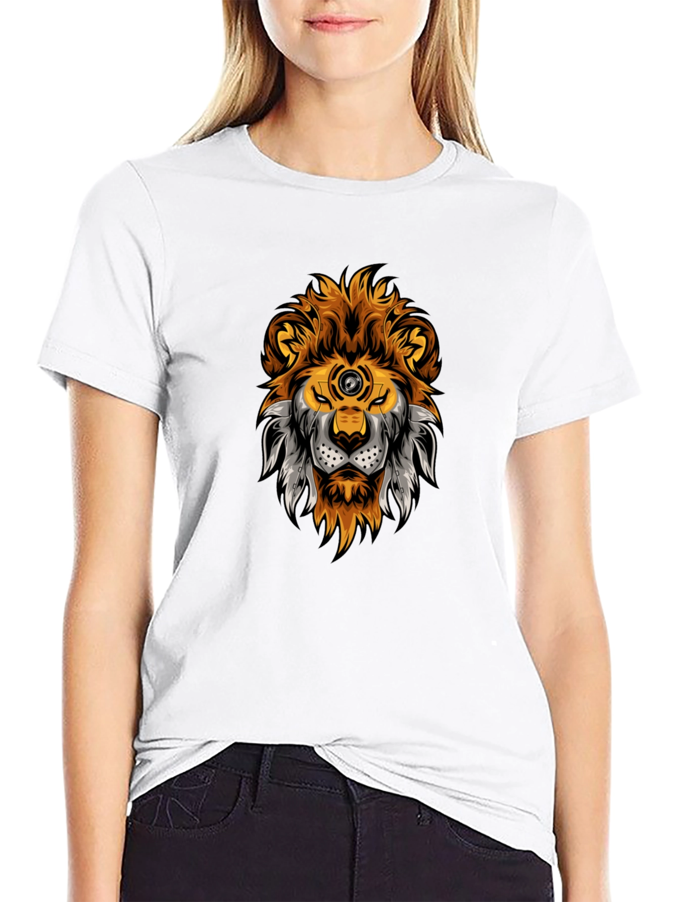 Lion Head Graphic Black T-Shirt