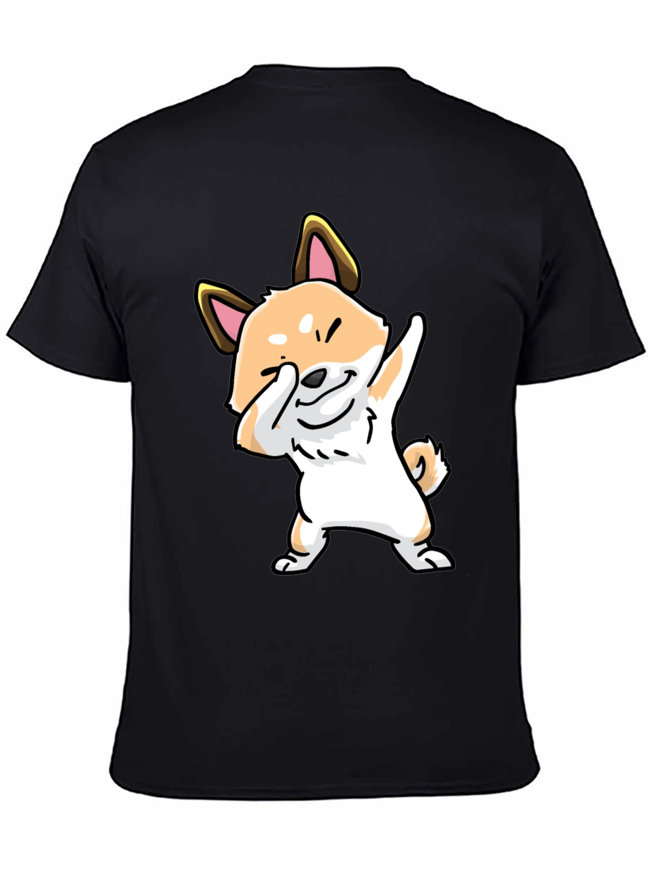Dabbing Shiba Inu Graphic Tee - Black Cotton T-Shirt
