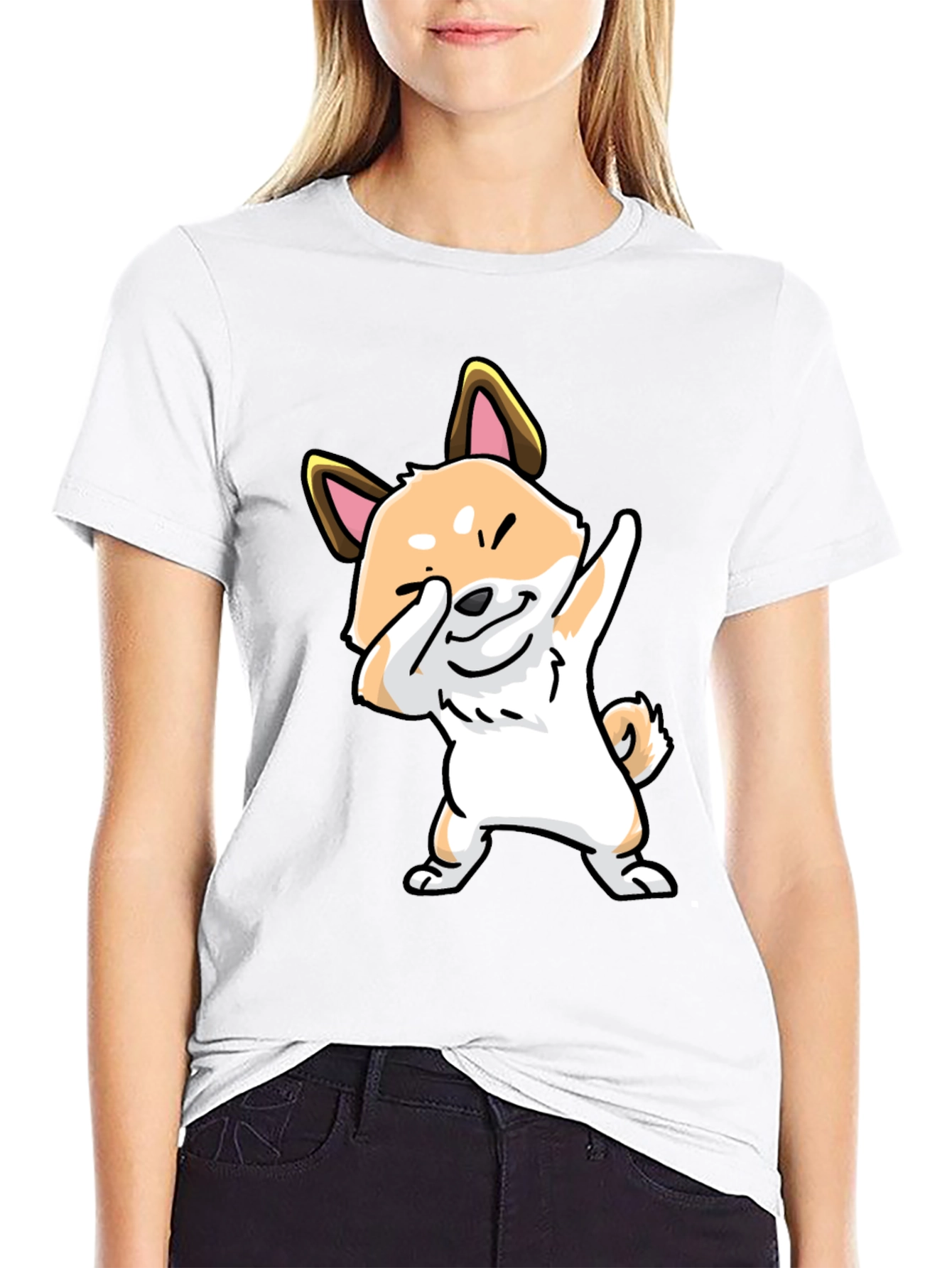 Dabbing Shiba Inu Graphic Tee - Black Cotton T-Shirt